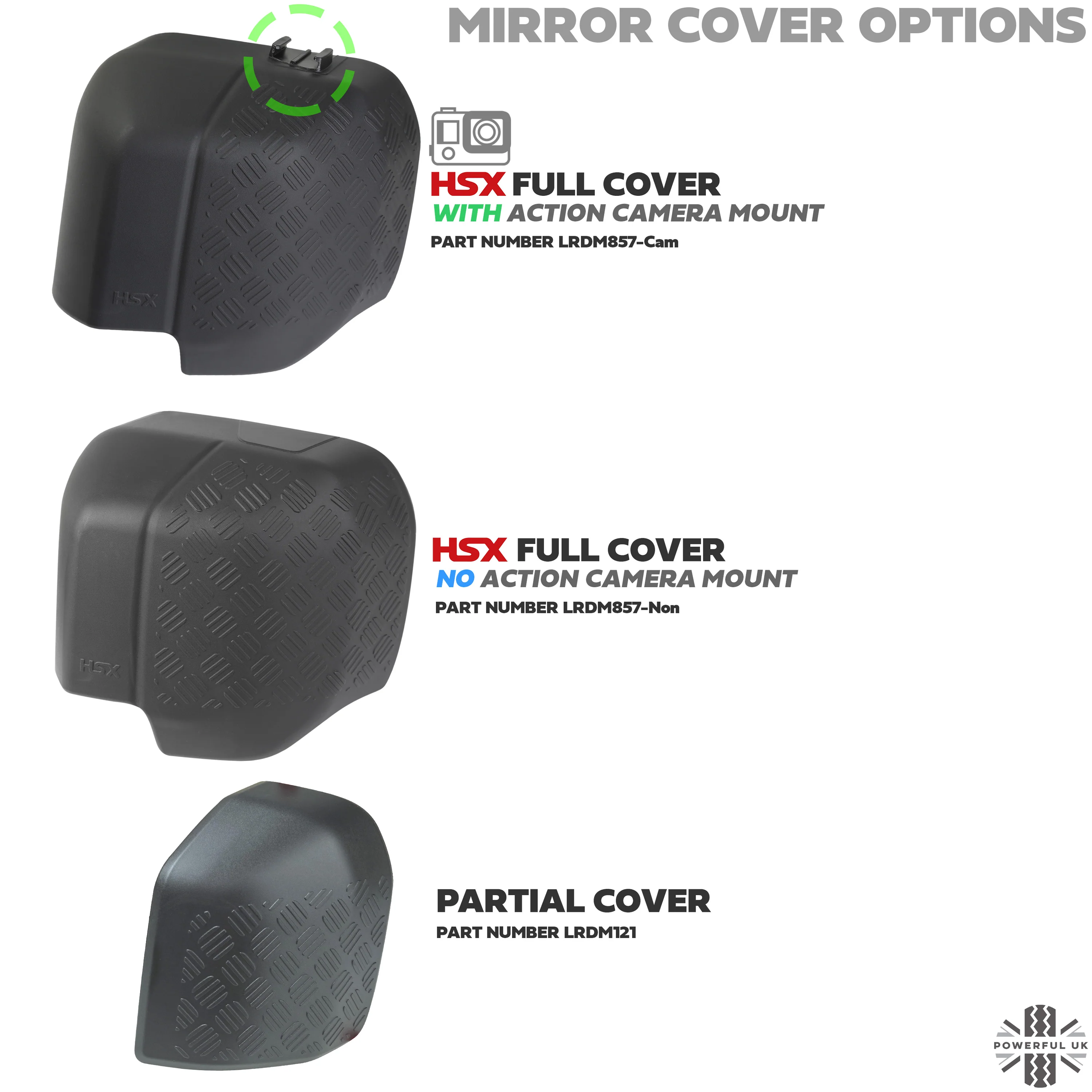 Extended Mirror Covers Chequer Plate  for Land Rover Defender L663 - with Action Camera Mount - Image 10