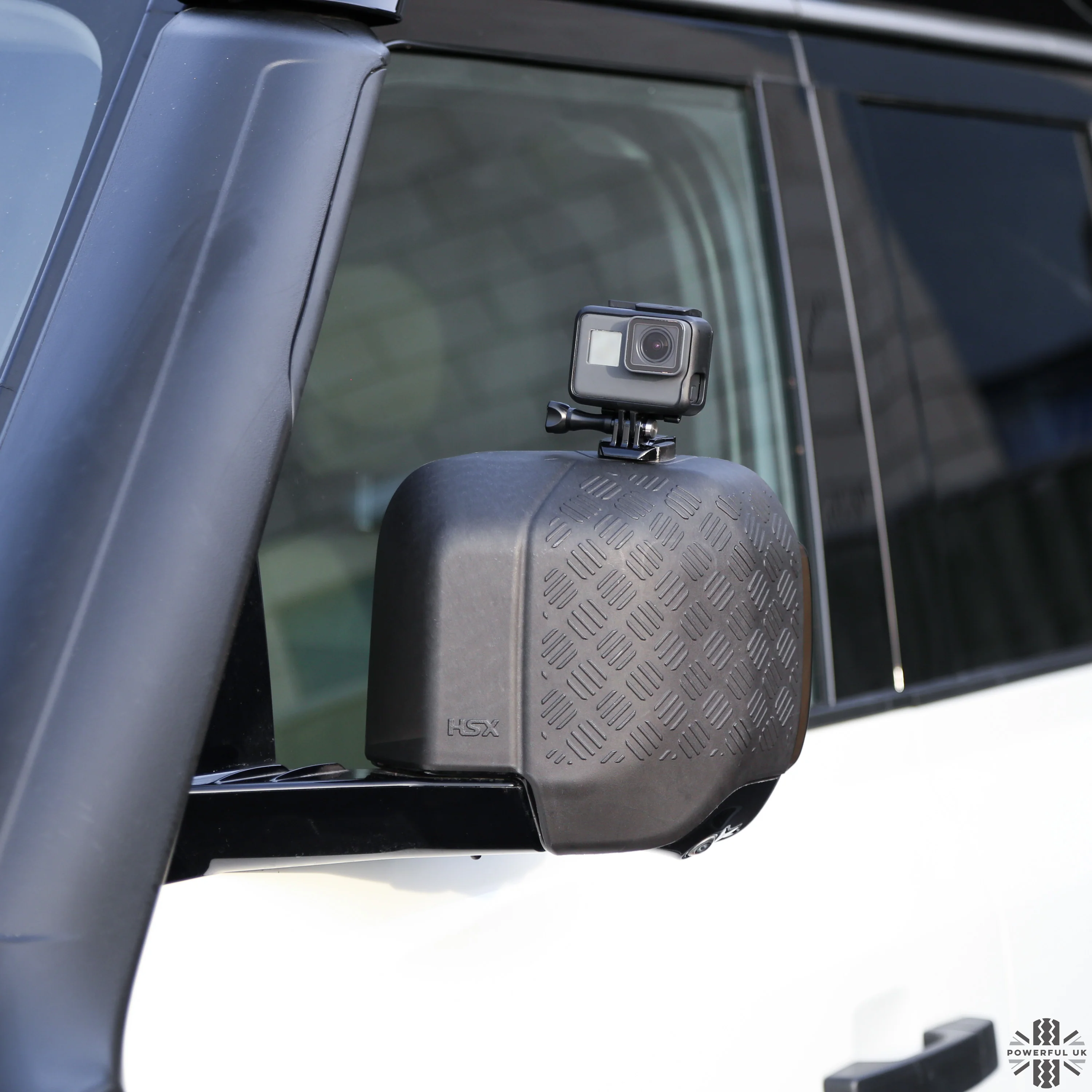 Extended Mirror Covers Chequer Plate  for Land Rover Defender L663 - with Action Camera Mount - Image 3