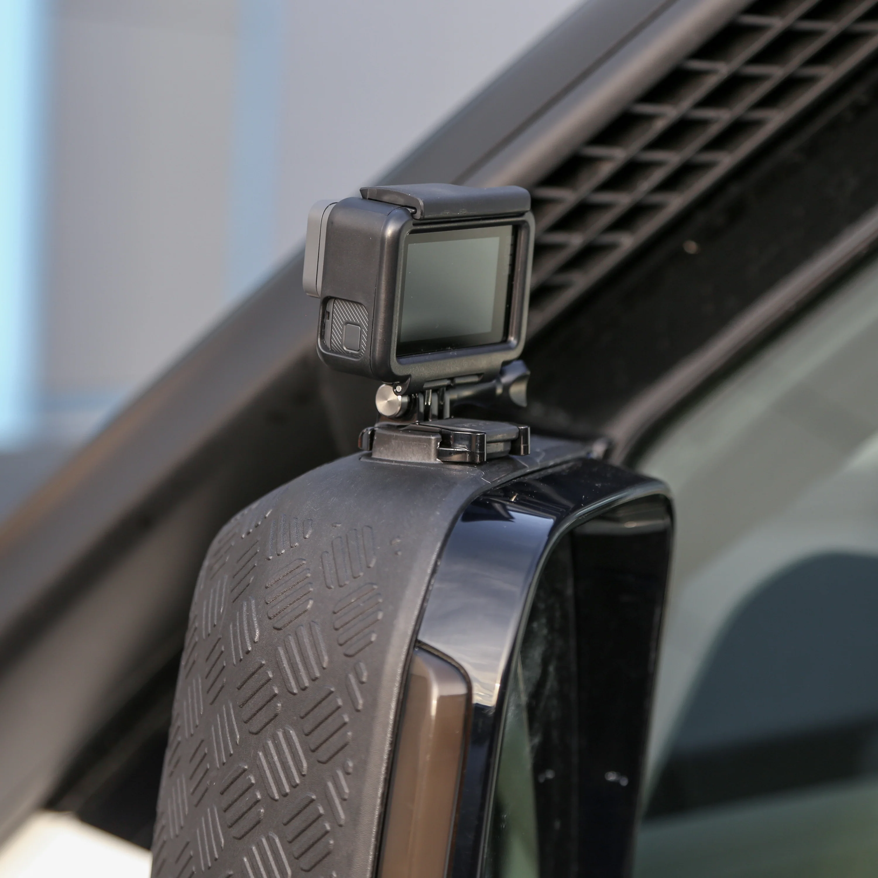 Extended Mirror Covers Chequer Plate  for Land Rover Defender L663 - with Action Camera Mount - Image 5