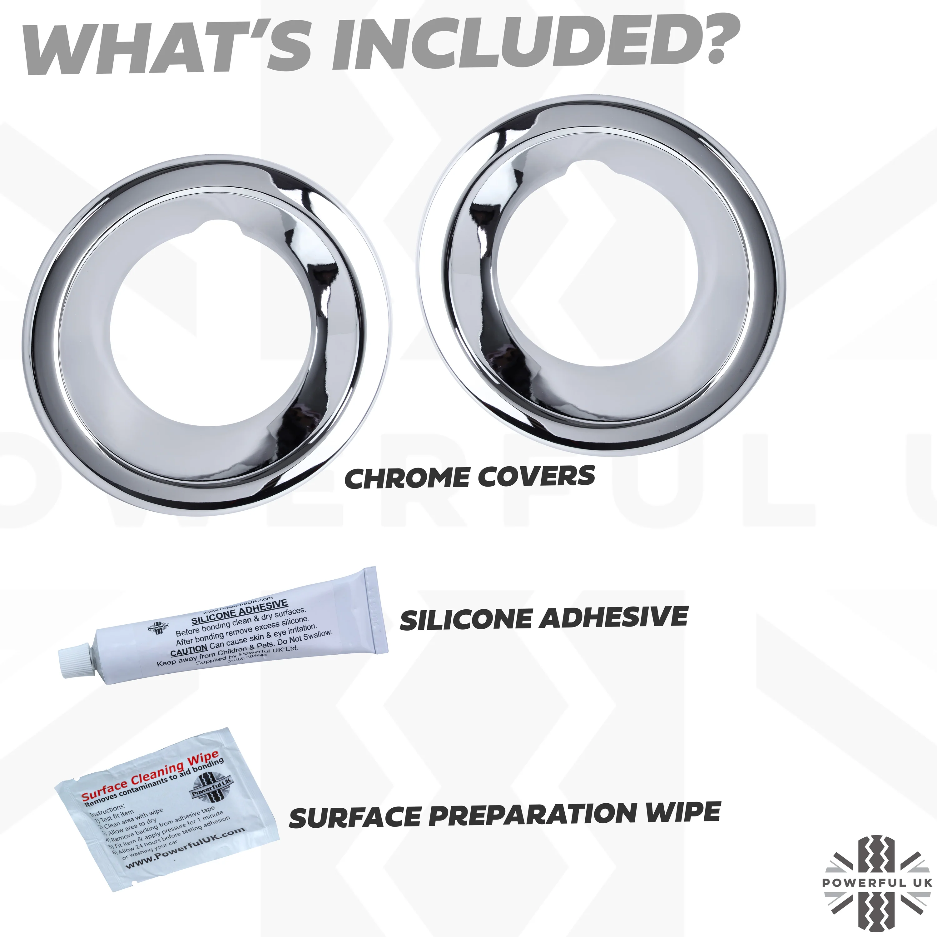 Fog Bezel COVERS for Land Rover Discovery 3 - Chrome - Image 5