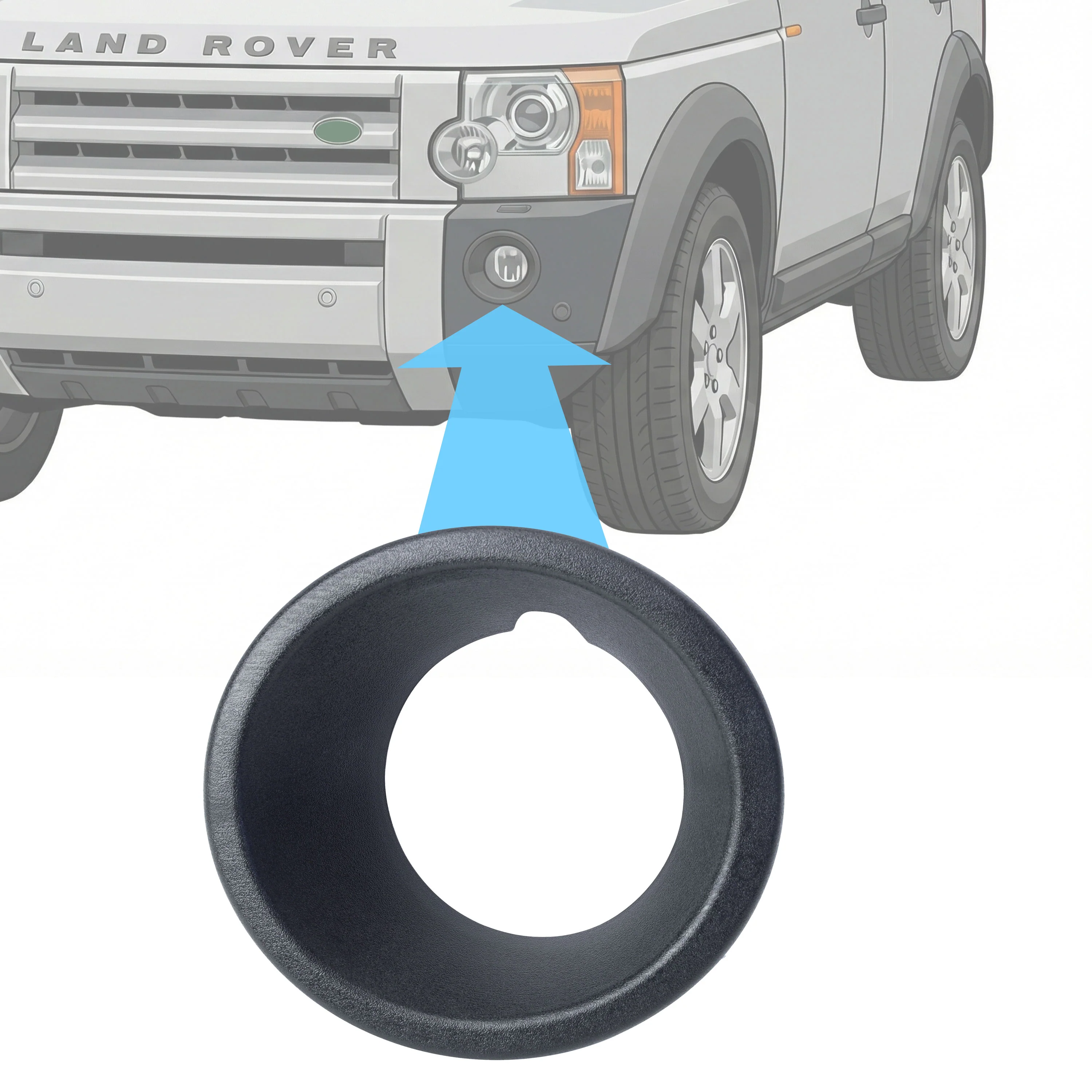 Fog Lamp Bezel in Textured Black for Land Rover Discovery 3 - Left