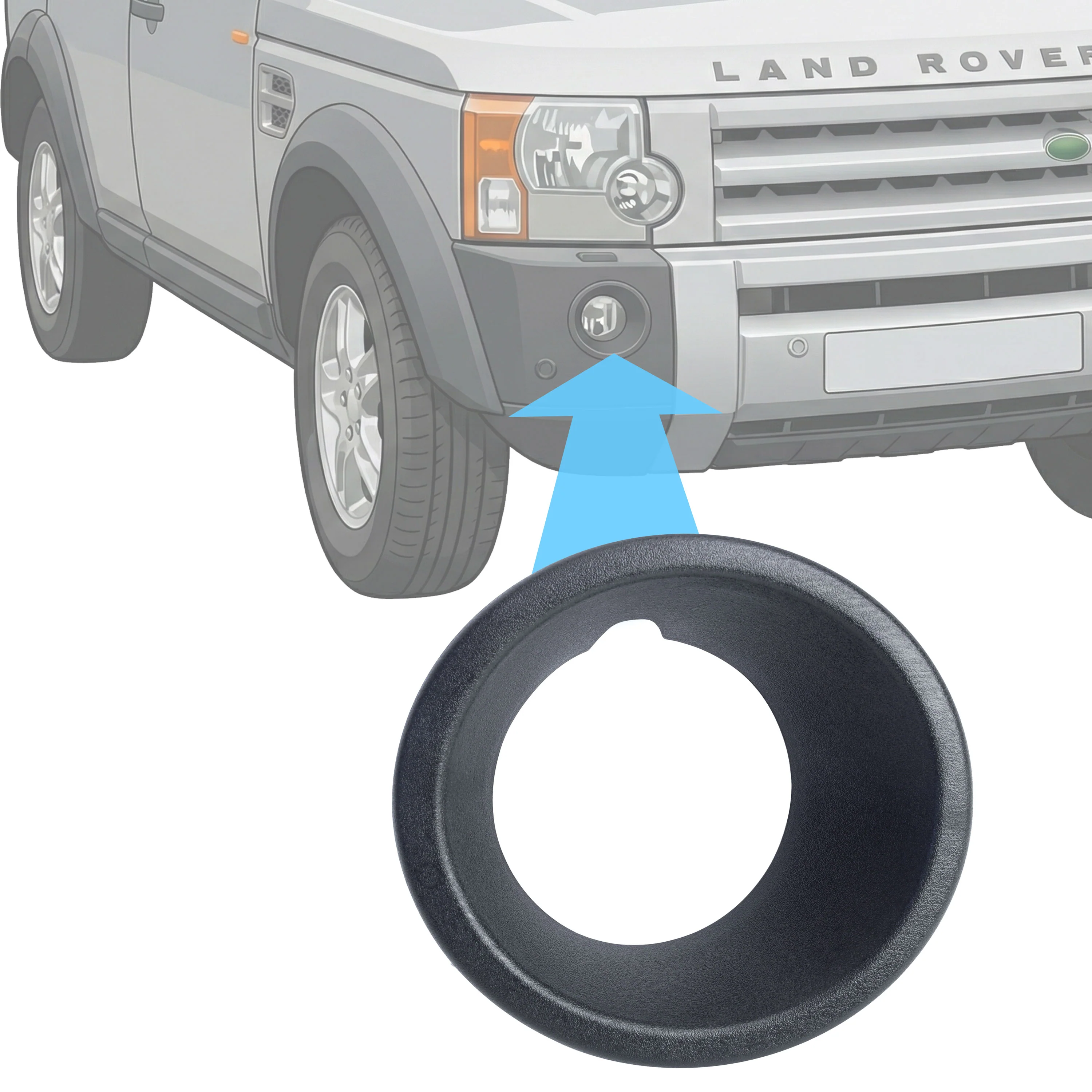 Fog Lamp Bezel in Textured Black for Land Rover Discovery 3 - Right