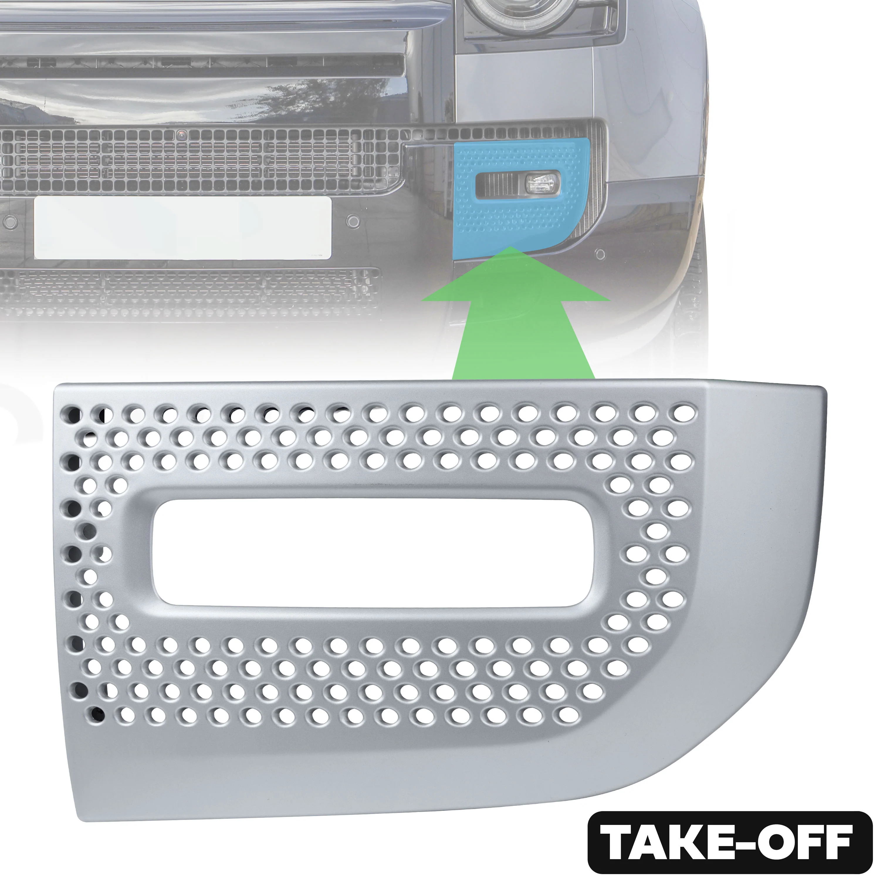 Fog Lamp Surround Grille for Land Rover Defender L663 - TAKE OFF - Ceres Silver - Left or Right - Image 2