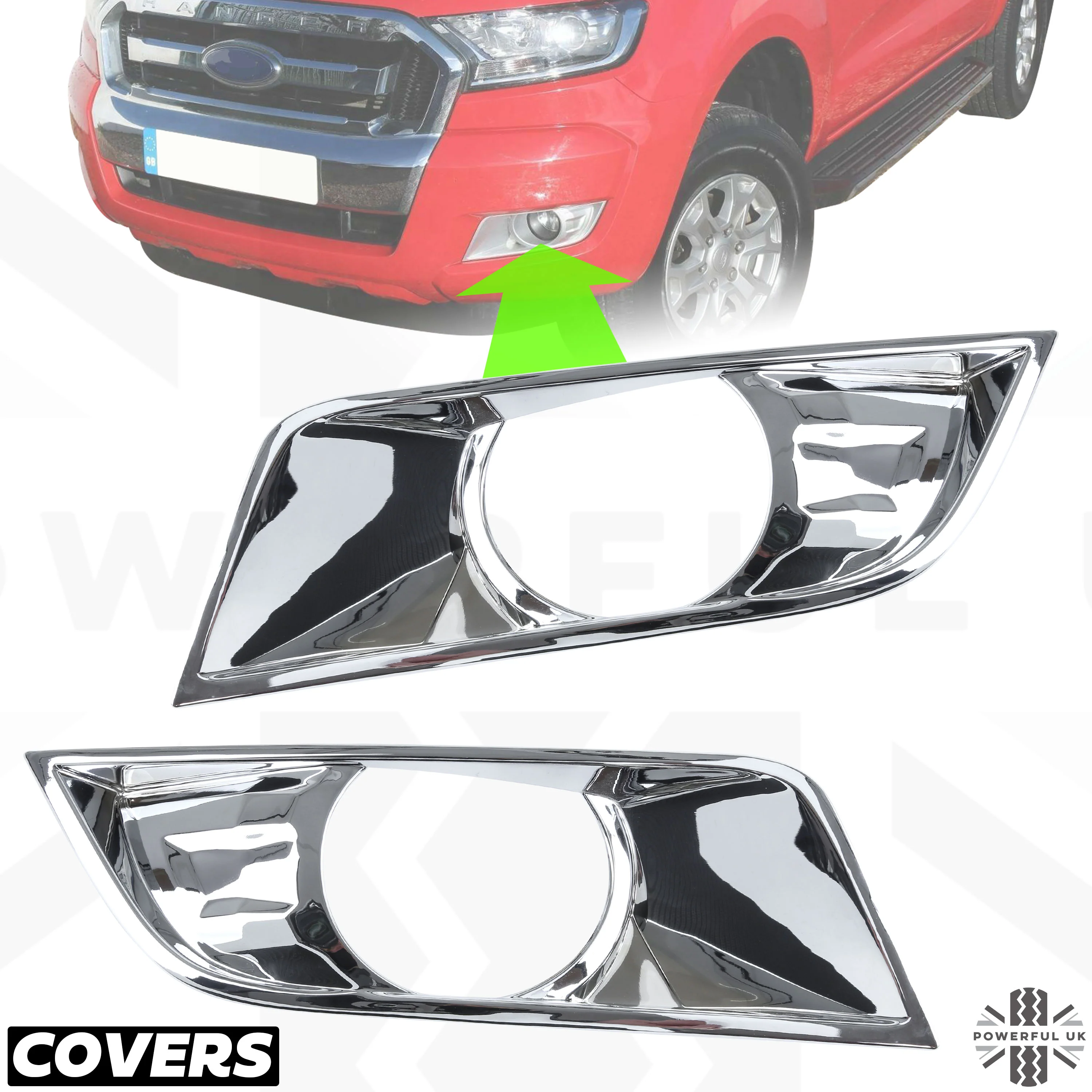 Fog Light Surround Covers in Chrome for Ford Ranger T7 2016-19 (XLT & Limited models) - Image 8