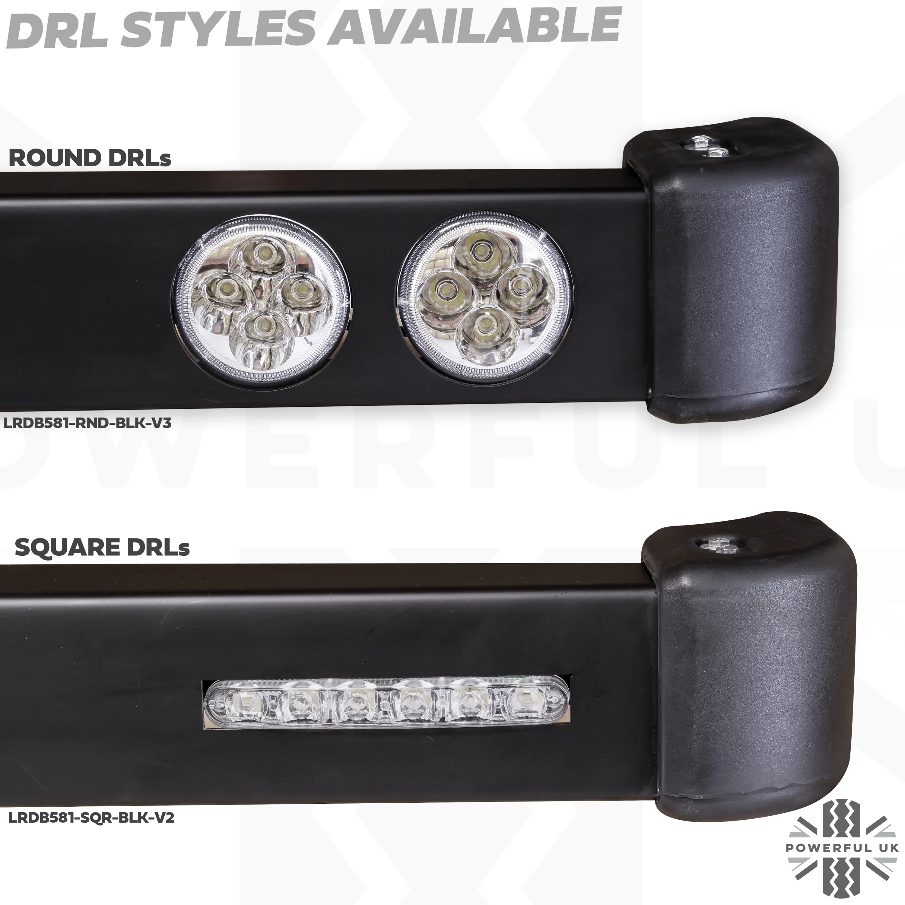 Front Bumper - Black with Round DRL's - for Land Rover Defender - Image 9