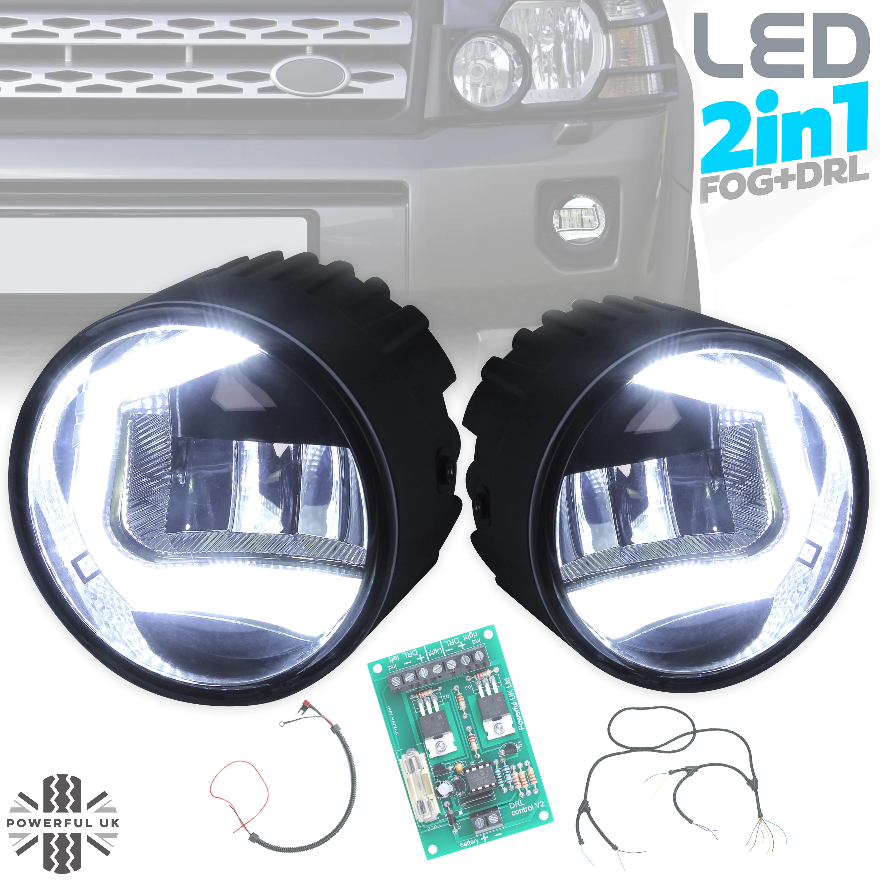 Front Bumper fog & DRL 2 in 1 LED lamps for Land Rover Freelander 2 - Image 11