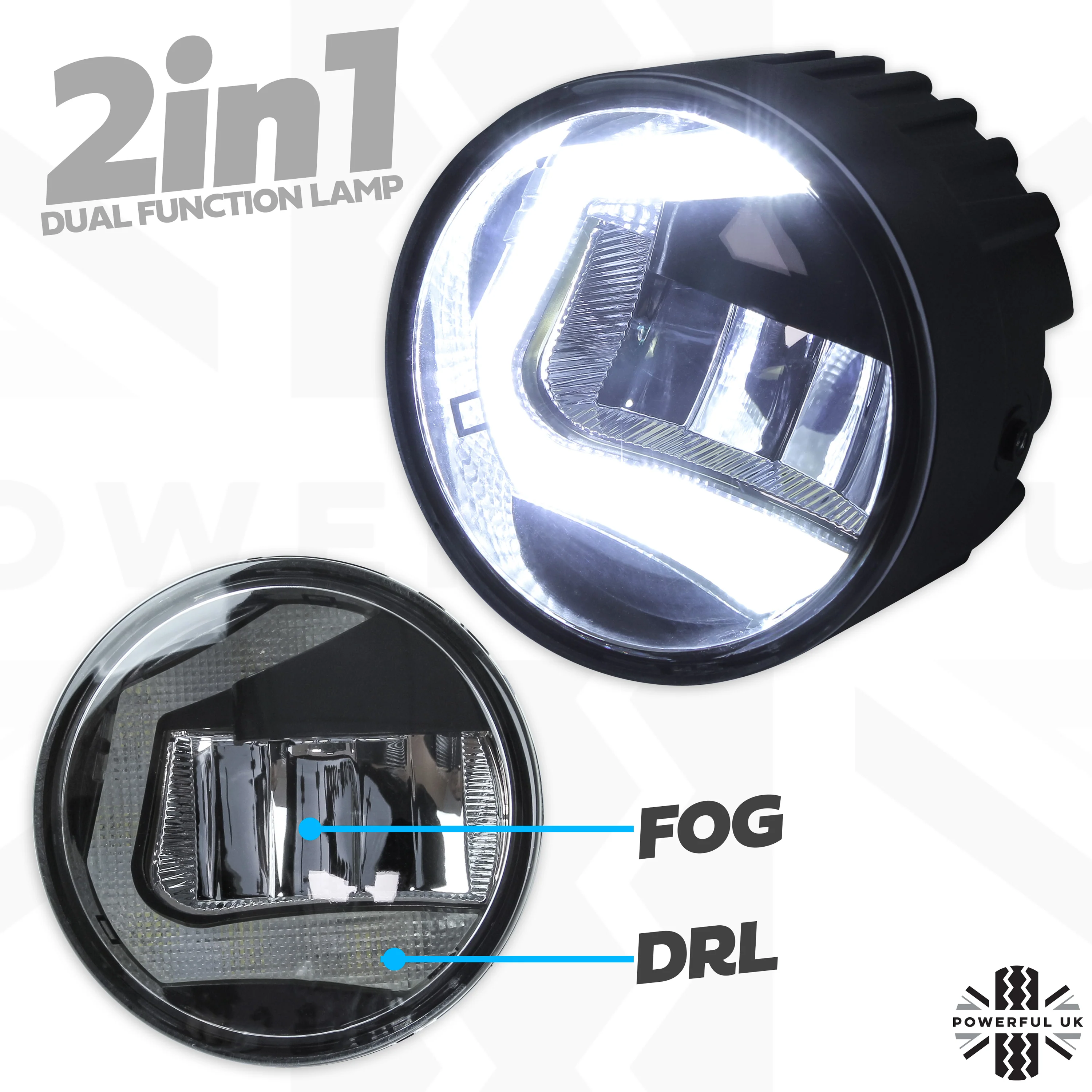Front Bumper fog & DRL 2 in 1 LED lamps for Land Rover Freelander 2 - Image 2