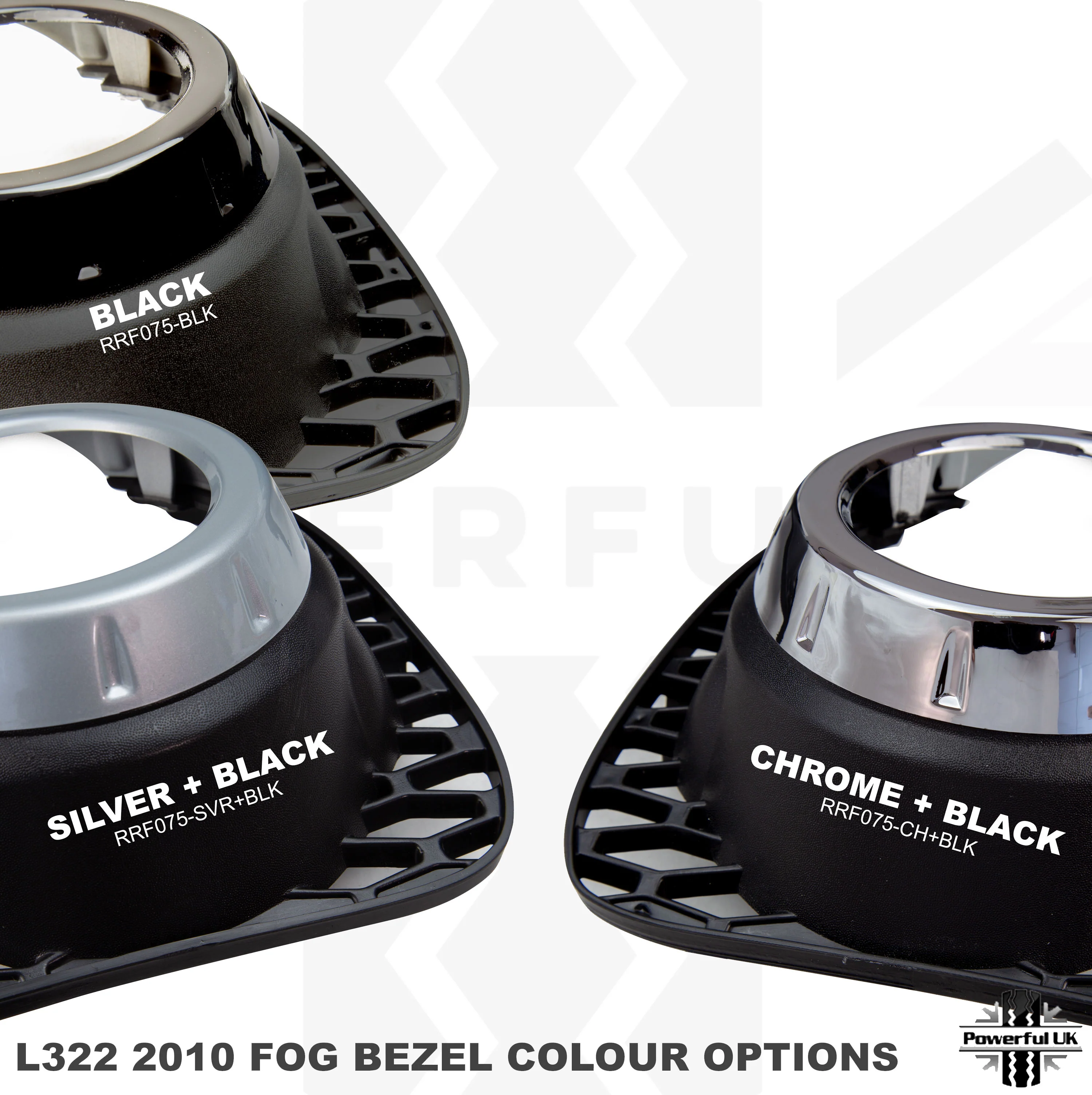 Front Bumper Fog Lamp Surrounds for Range Rover L322 2010 -  Black - Image 6