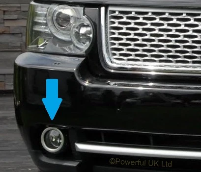 Front Bumper Fog Lamp Surrounds for Range Rover L322 2010 - Silver & Black - Image 5