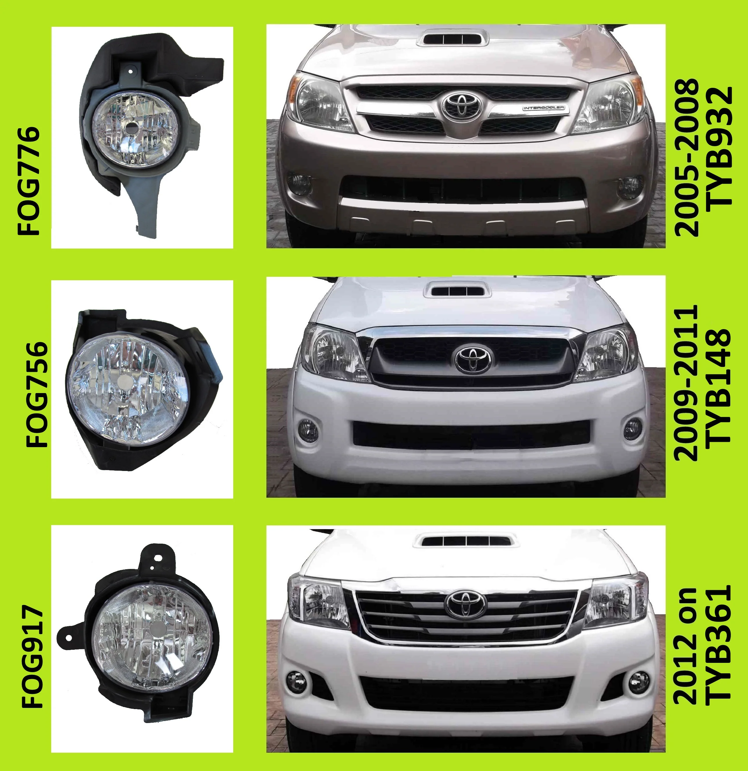 Front Fog Light Kit for Toyota Hilux Mk6 Pickup 2009-11 - Image 5