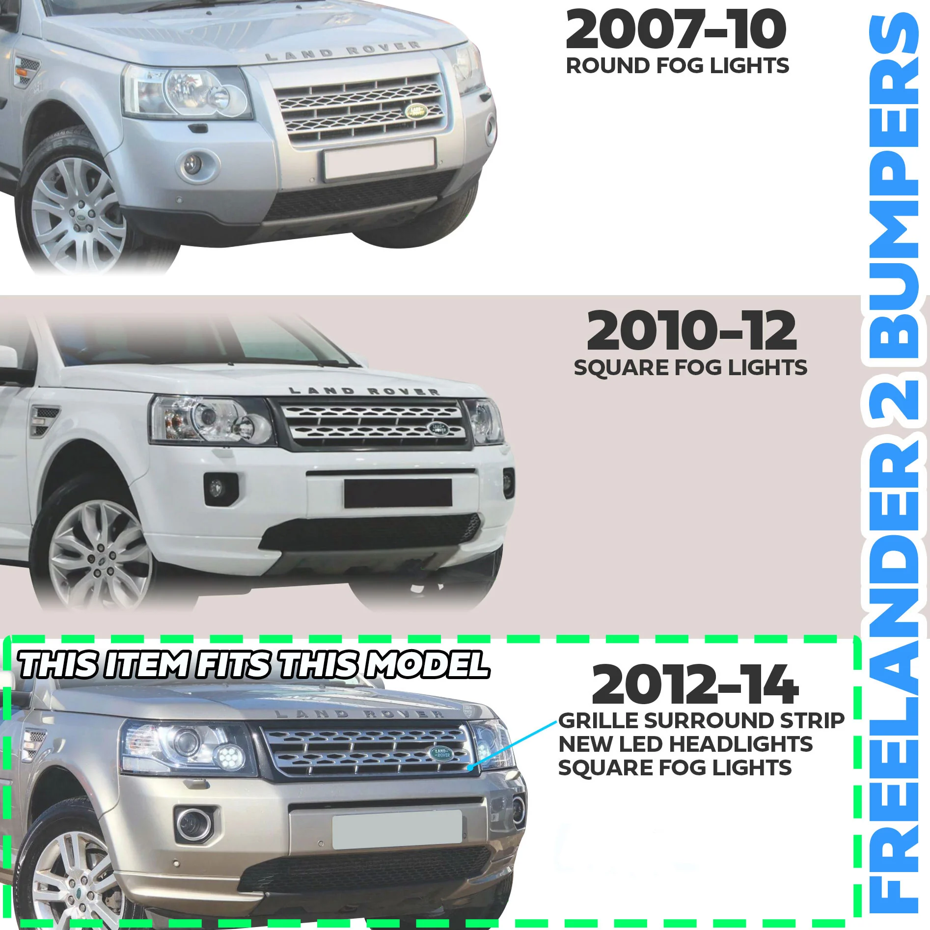 Front Grille Cover Trim for Land Rover Freelander 2 (2012+) - Silver - Image 11