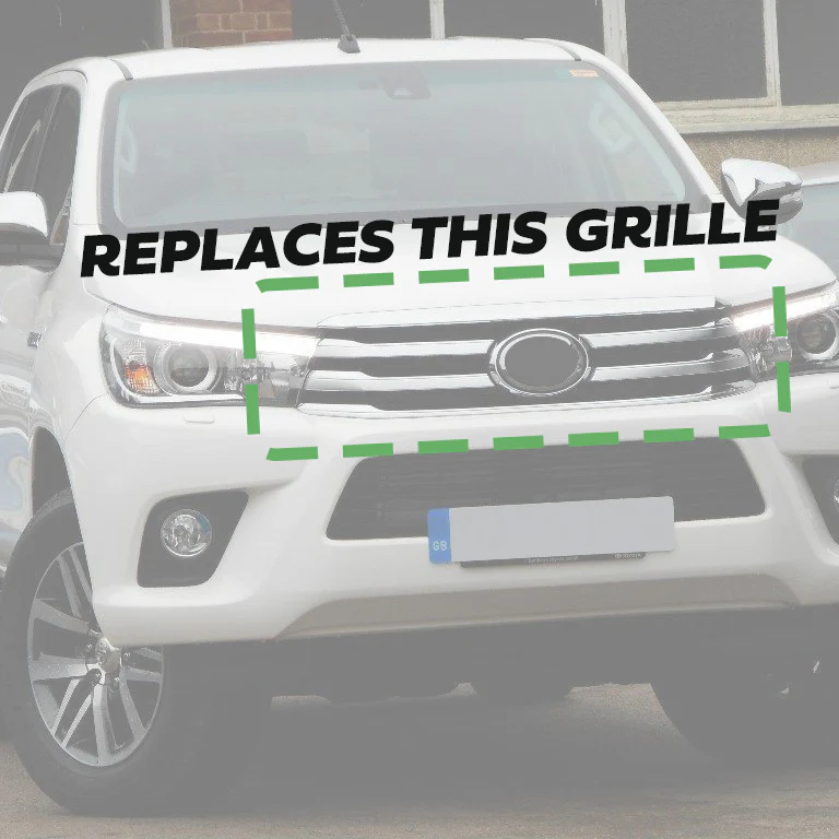 Front Grille - Gloss Black Mesh + Chrome - for Toyota Hilux Mk8 Revo (2016-20) - Image 3