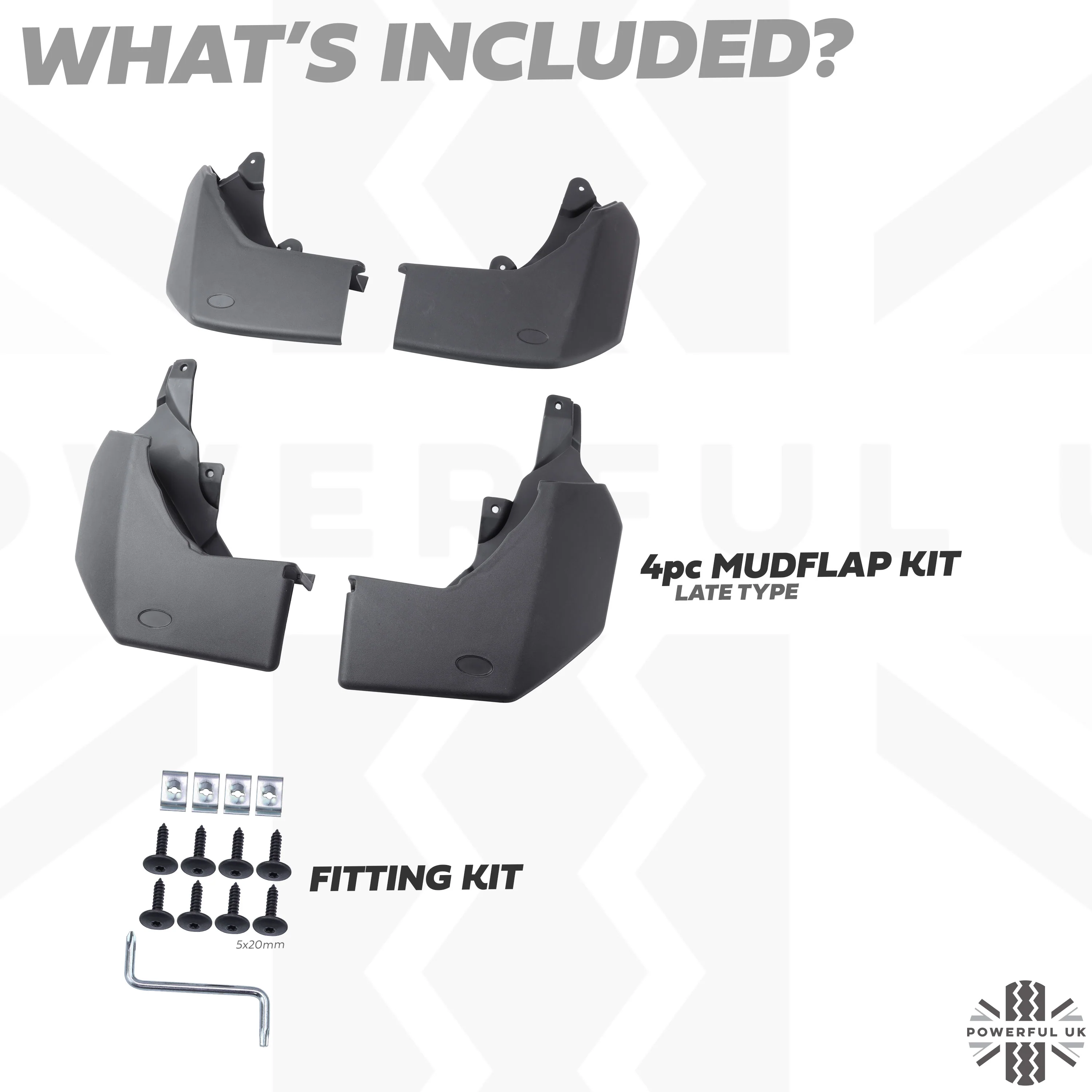 Front & Rear Mudflap Kit for Land Rover Discovery 3/4 - Late Type (2009+) - Image 2