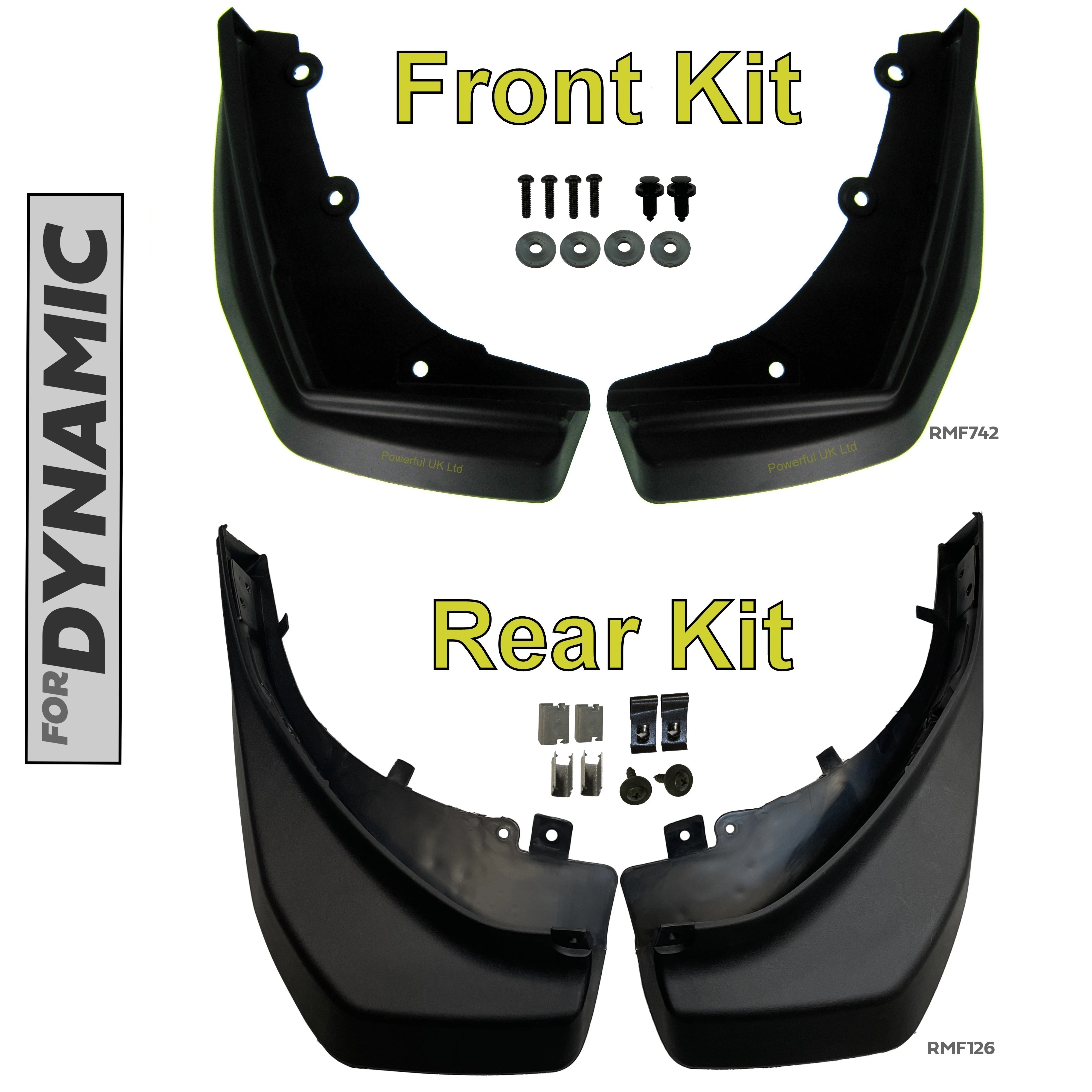 Front & Rear Mudflap Kit for Range Rover Evoque L538 Dynamic - Easy Fit - Image 3