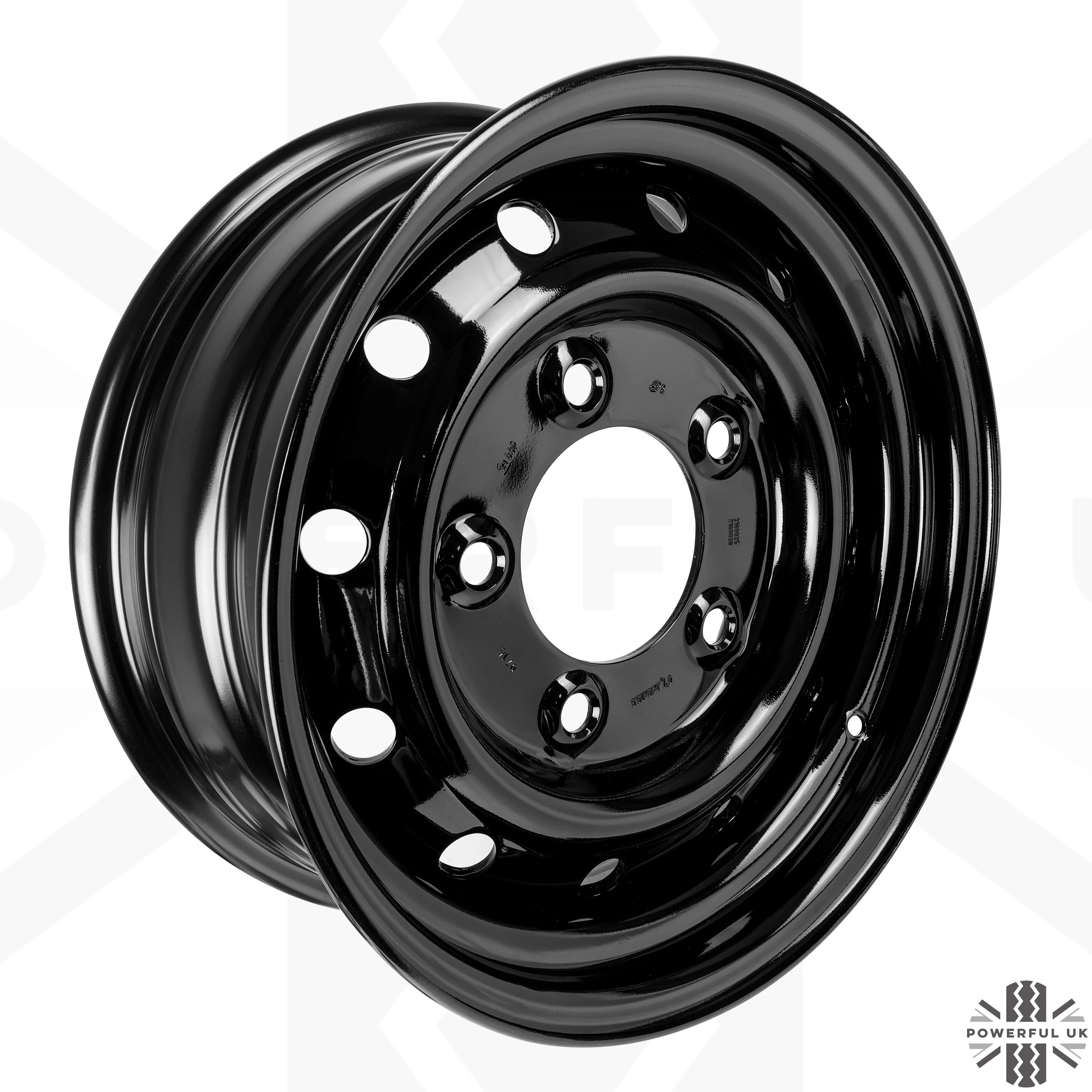 Genuine 16" Steel Wheel - Gloss Black - for Classic Land Rover Defender Heritage - Image 4