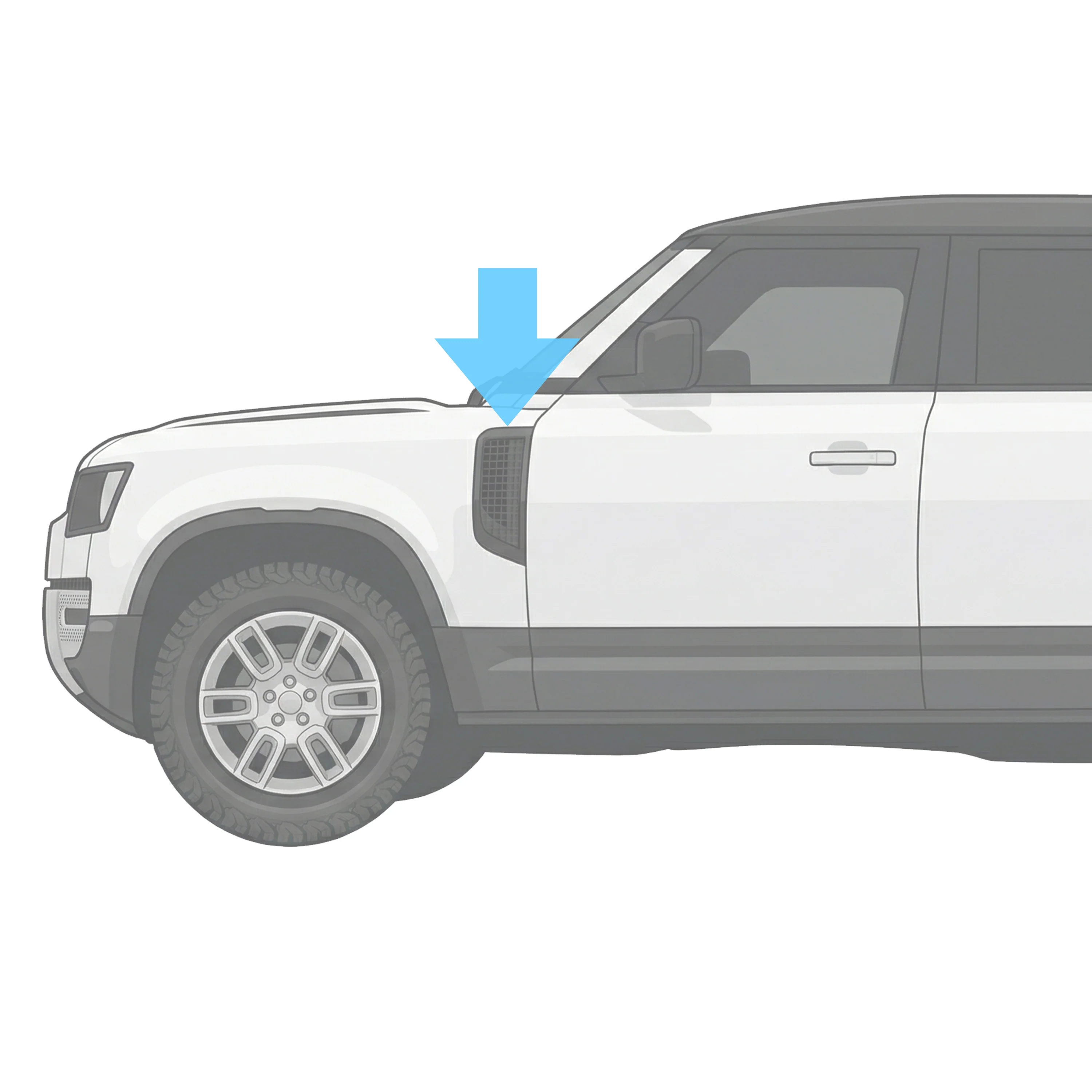 Genuine 2026MY Side Vent for Land Rover Defender L663 - Gloss Black - Left - Image 3