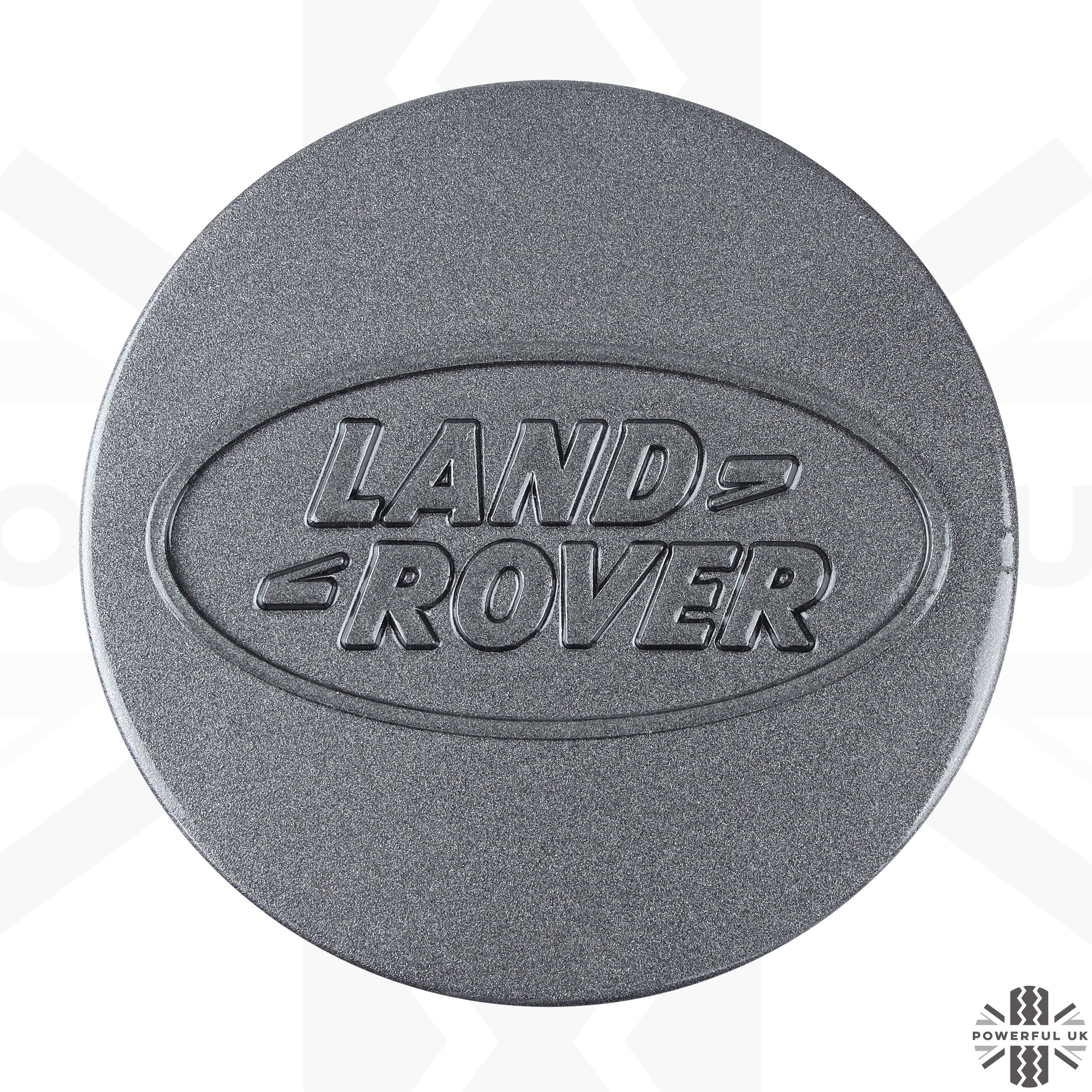 Genuine 4x Alloy Wheel Centre Caps (EARLY/LARGE type) for Land Rover Classic Defender - Pewter Grey - Image 4