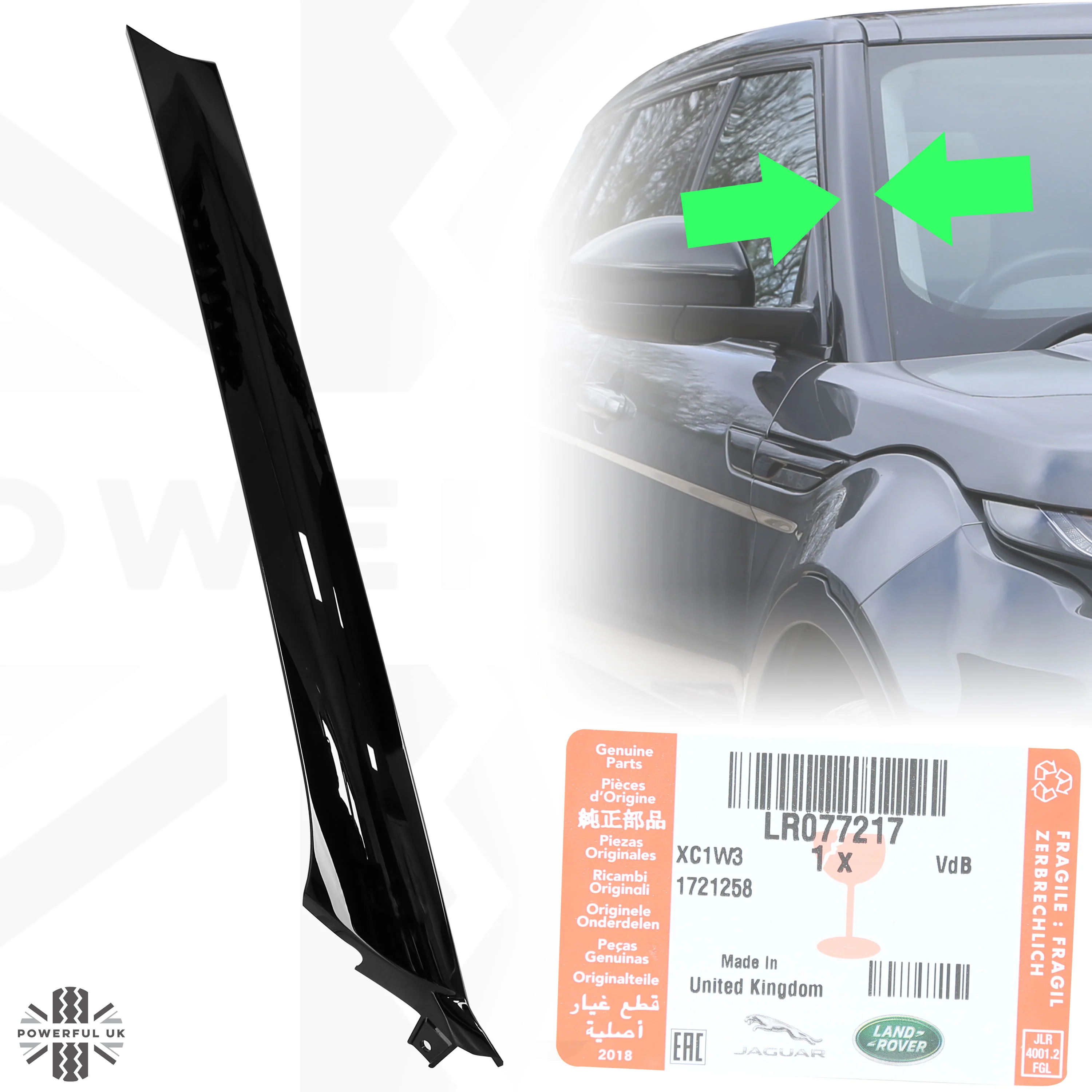 Genuine A Pillar Finisher in Gloss Black for Range Rover Evoque 1 '5 Door' (2011-18) - RIGHT