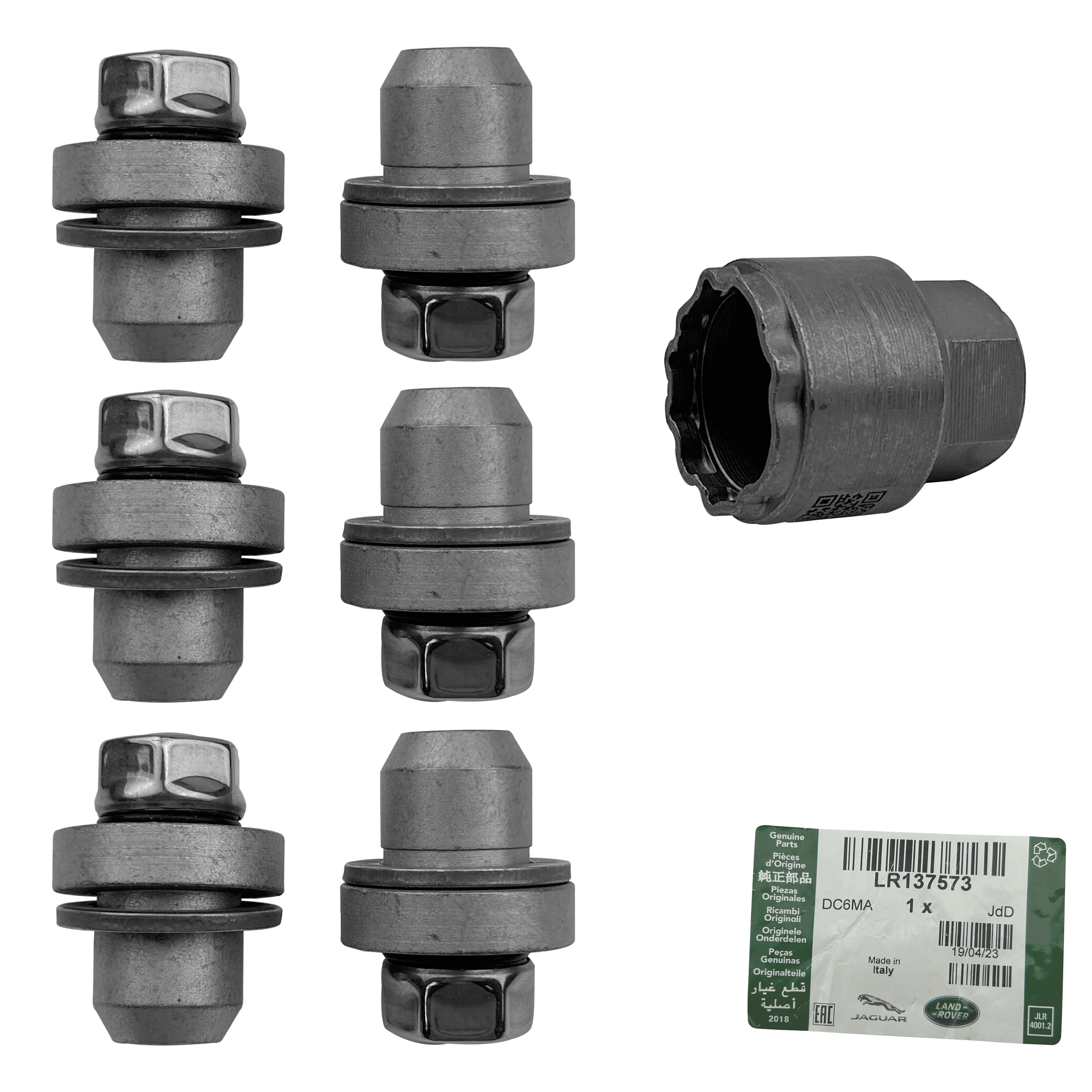 Genuine Locking Wheel Nut Key + 6x Locking Nuts Kit for Land Rover Defender L663