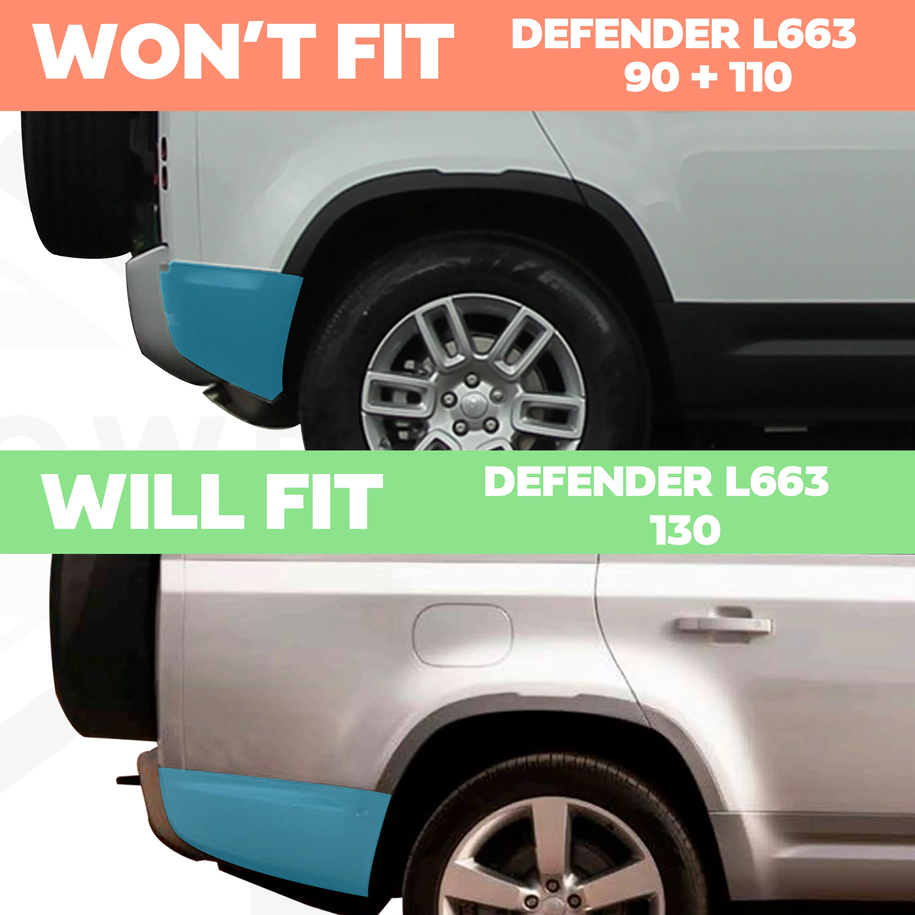 Genuine Rear Bumper Corner for Land Rover Defender L663 130 in Primer - RIGHT - Image 7