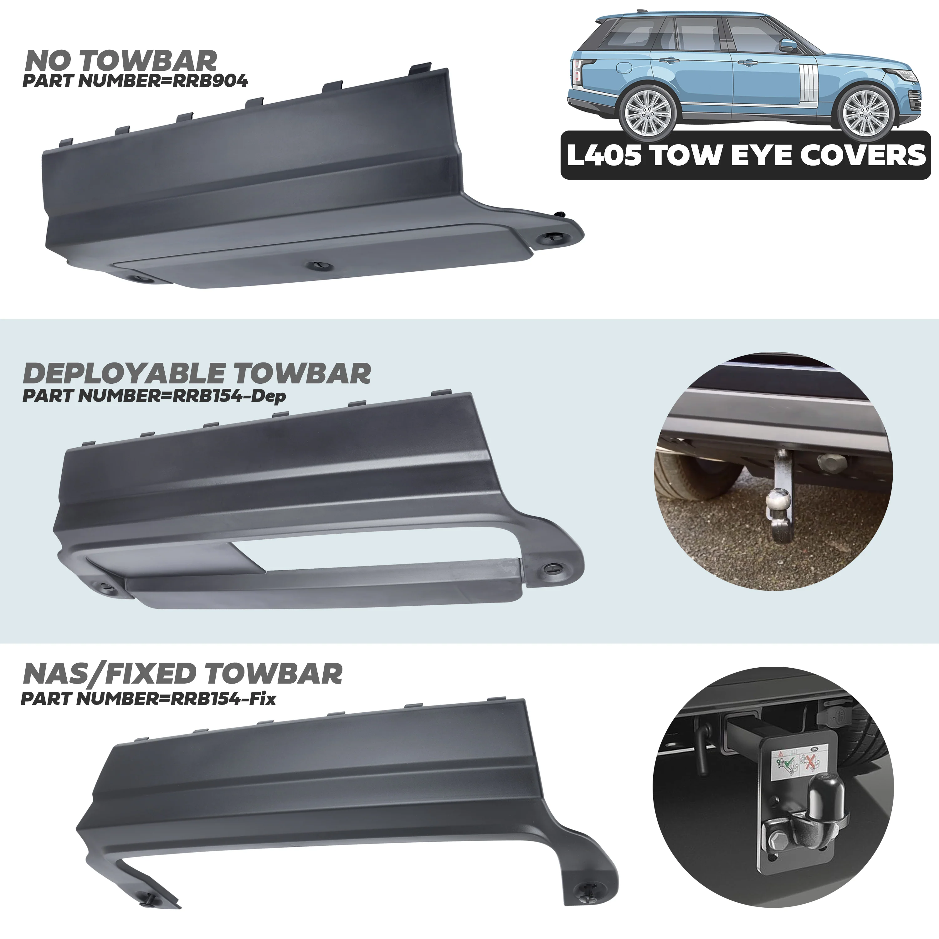 Genuine Rear Tow Eye Cover for Range Rover L405 - for Fixed/NAS Towbar - Image 8