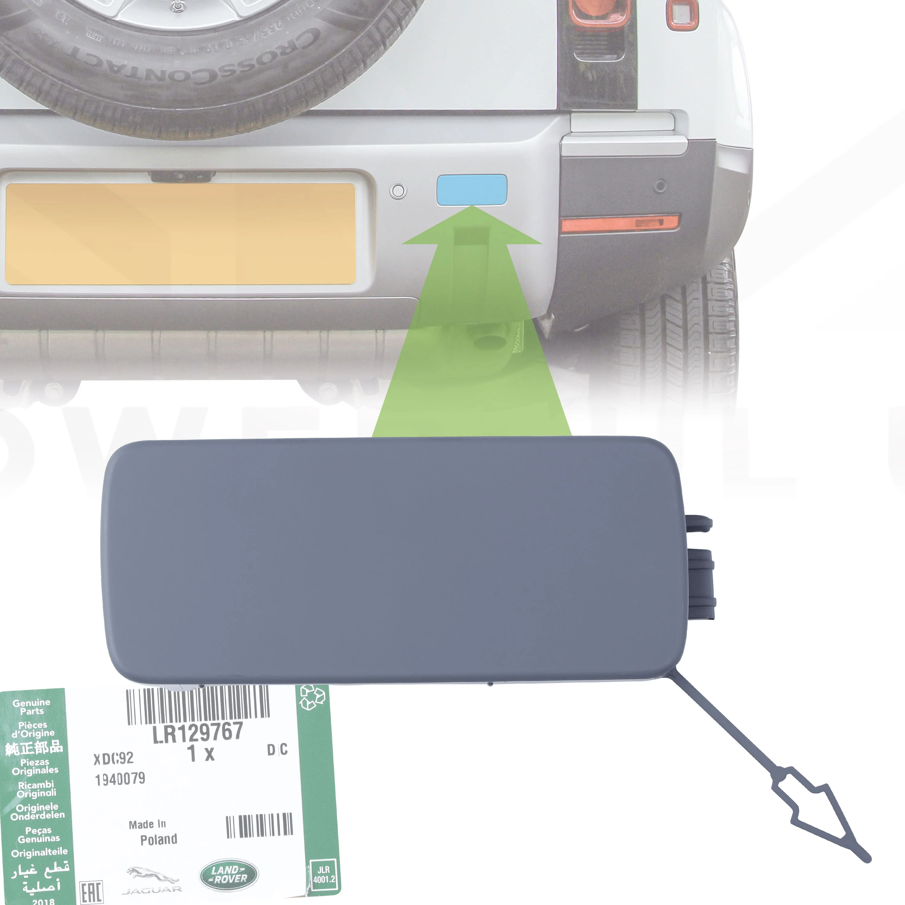 Genuine Tow Eye Blanking Plate for Land Rover Defender L663 - Right