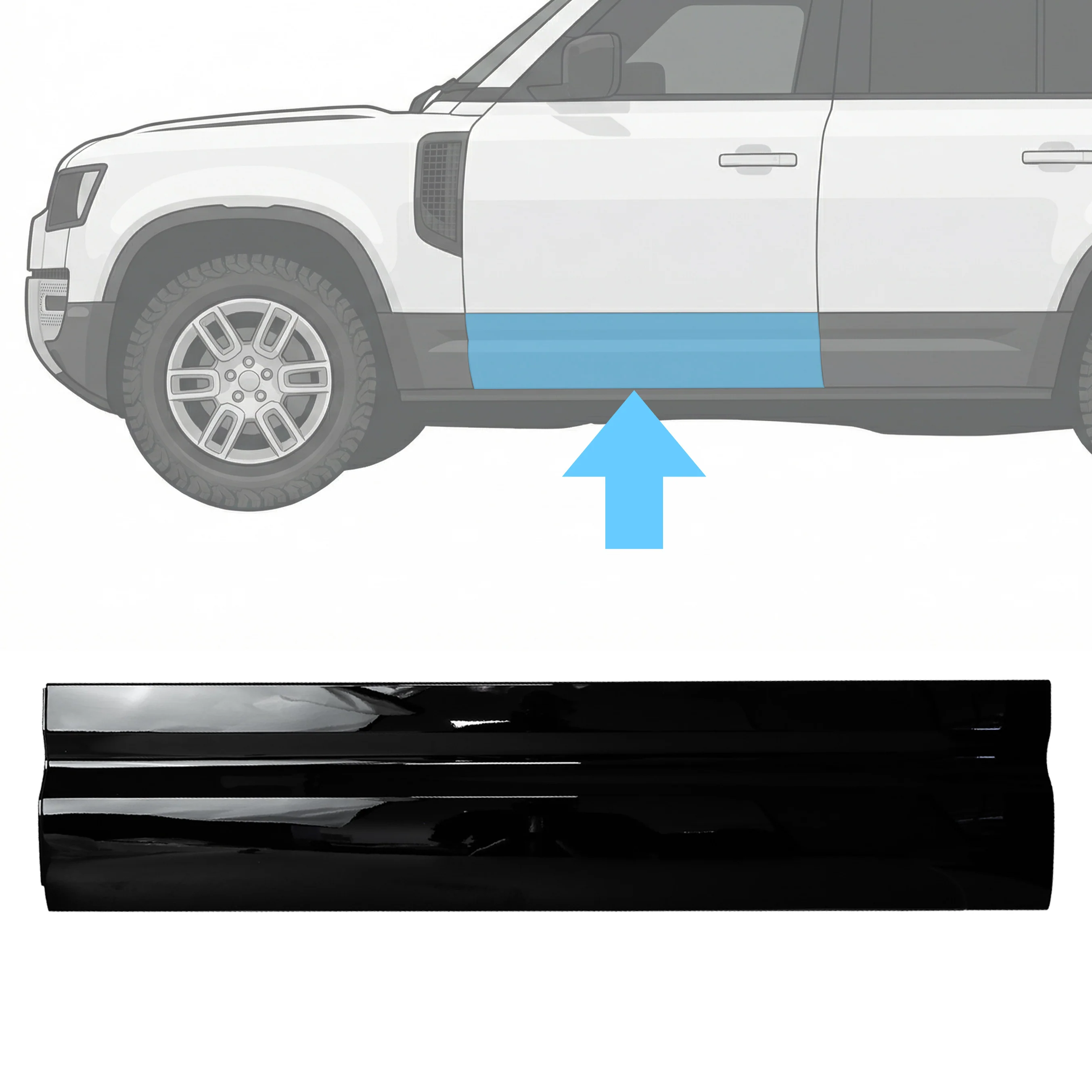 Gloss Black Lower Door Moulding for Land Rover Defender L663 - L2