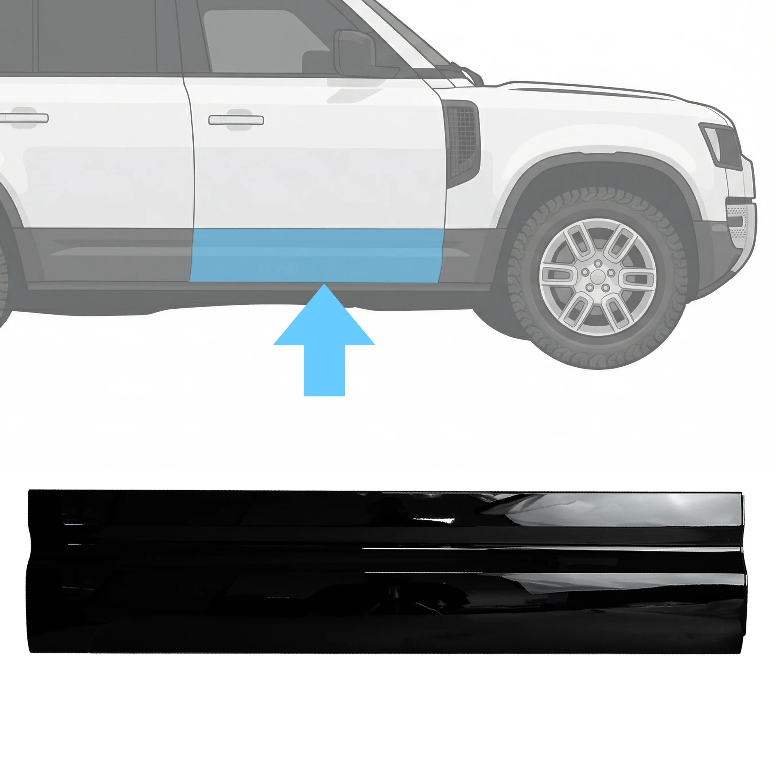 Gloss Black Lower Door Moulding for Land Rover Defender L663 - R2