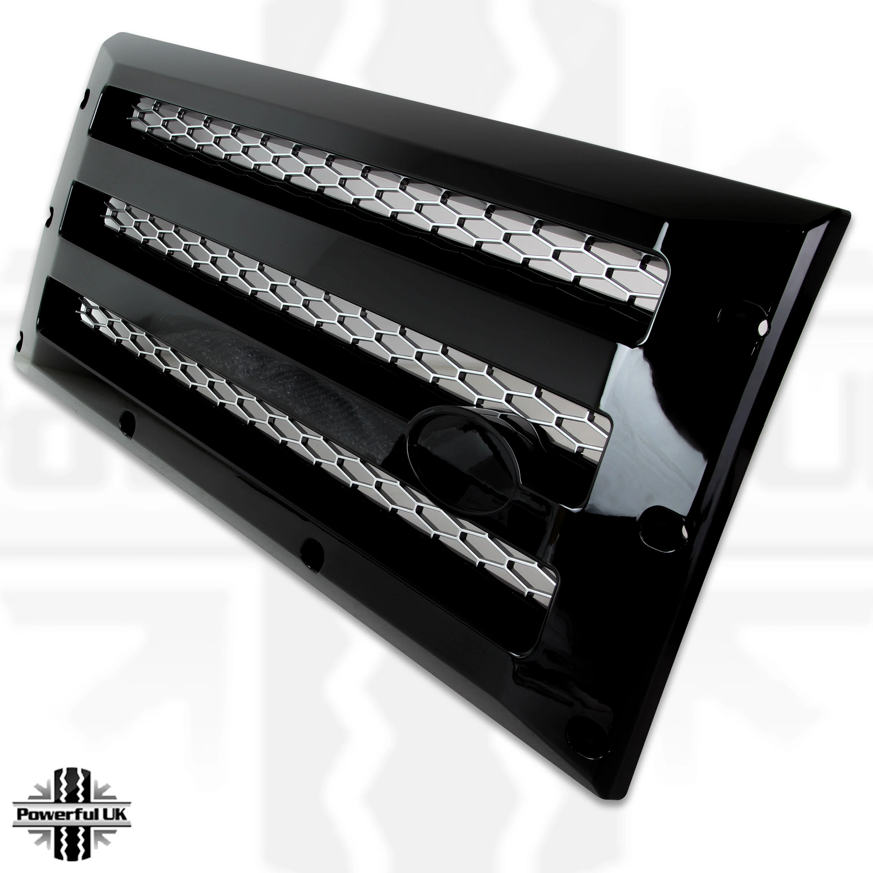 Grille Kit for Land Rover Defender (3pc) - Gloss Black & Silver Mesh - Image 4