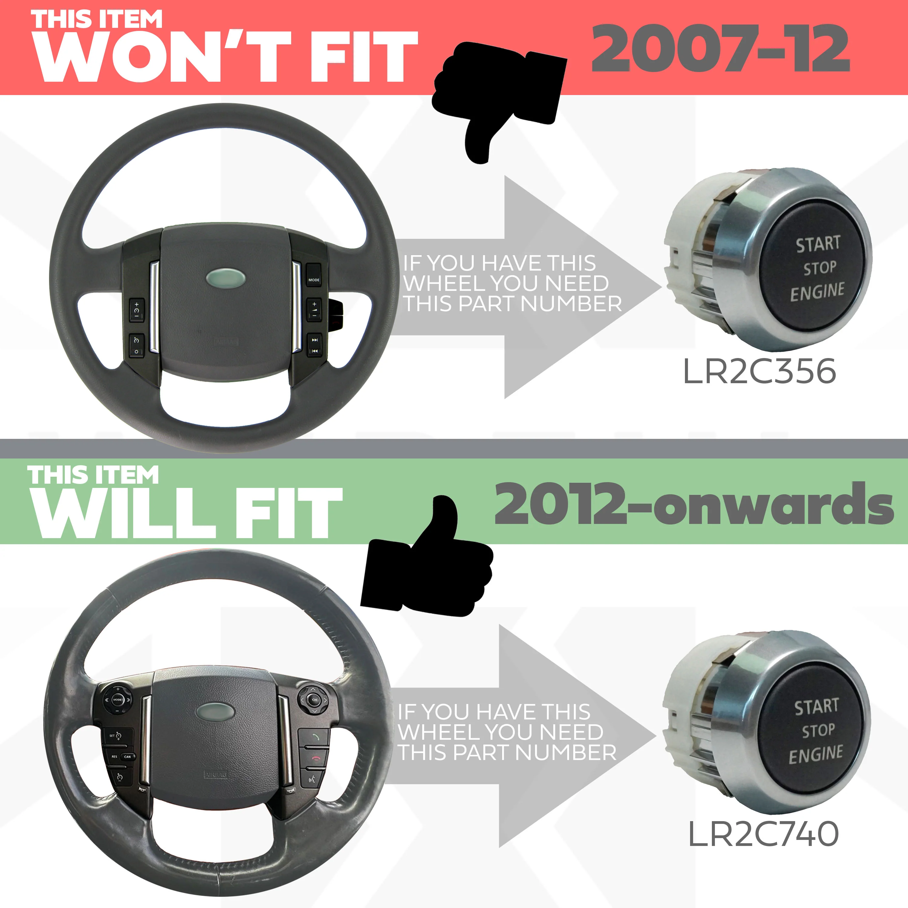 Ignition Stop Start Switch for Land Rover Freelander 2 20123-14 - Image 6