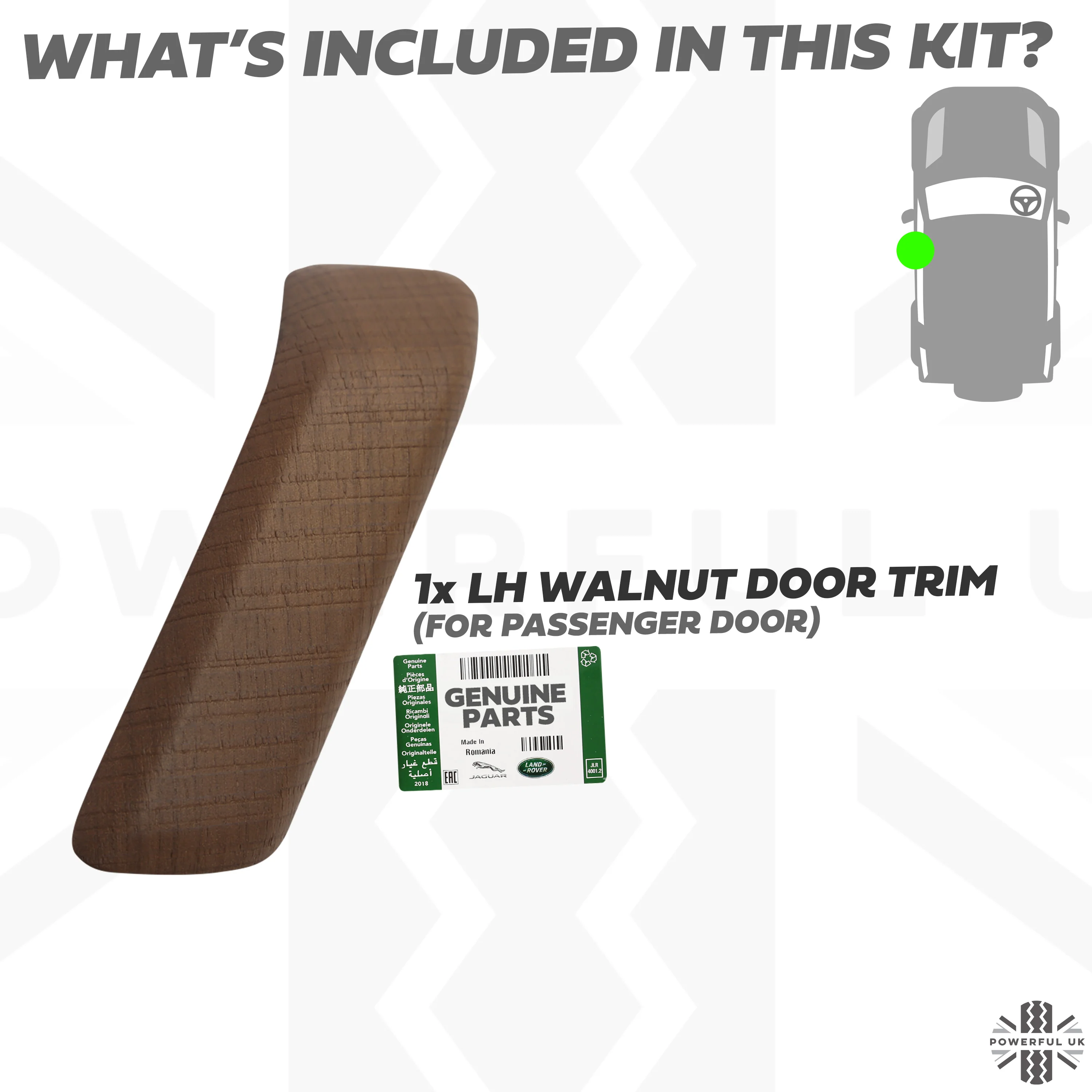 Interior Door Pull Finisher (Genuine) in Walnut for Defender L663 90 - RHD - Image 2