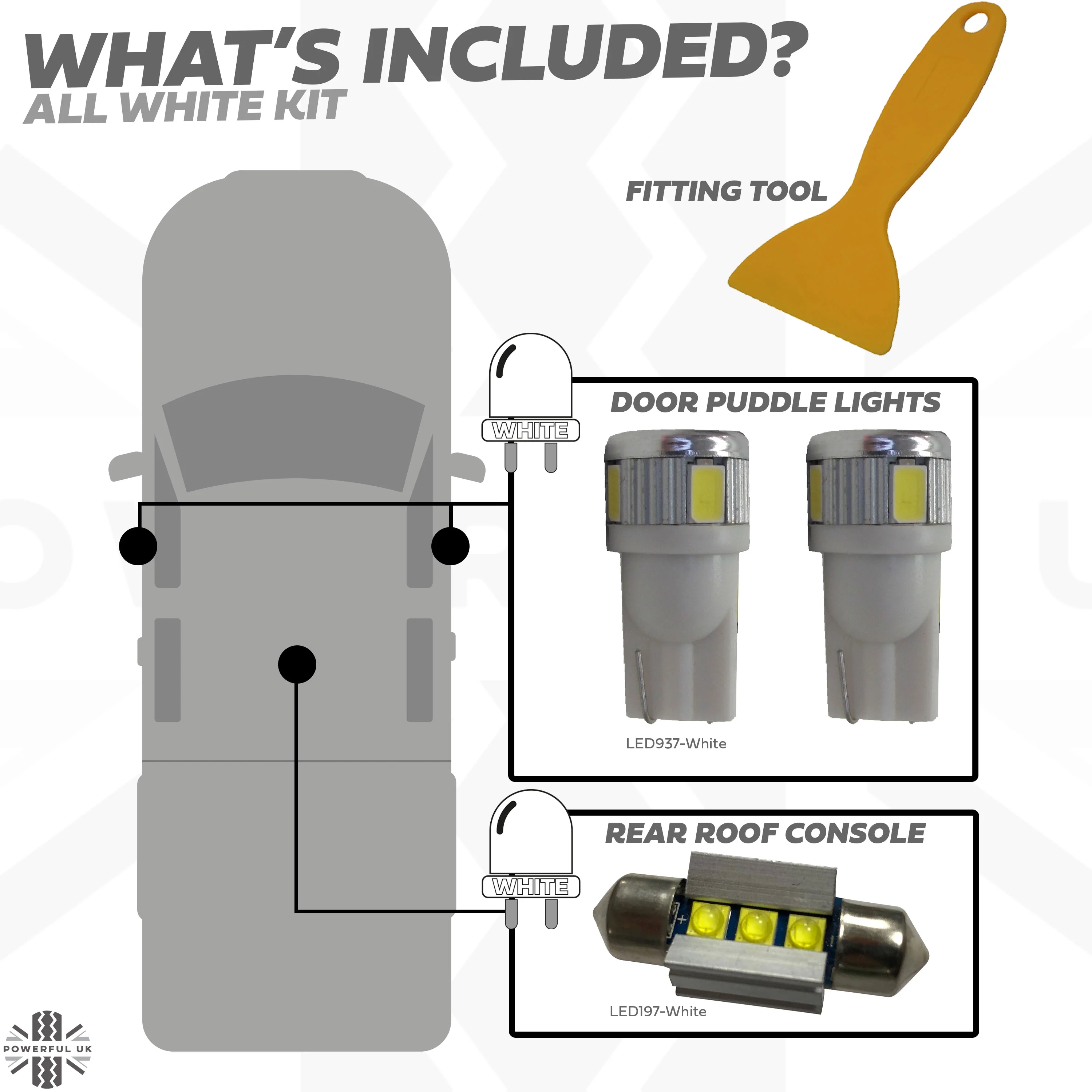 Interior Light LED Upgrade Kit - 3pc - White - for Nissan Navara NP300 - Image 3