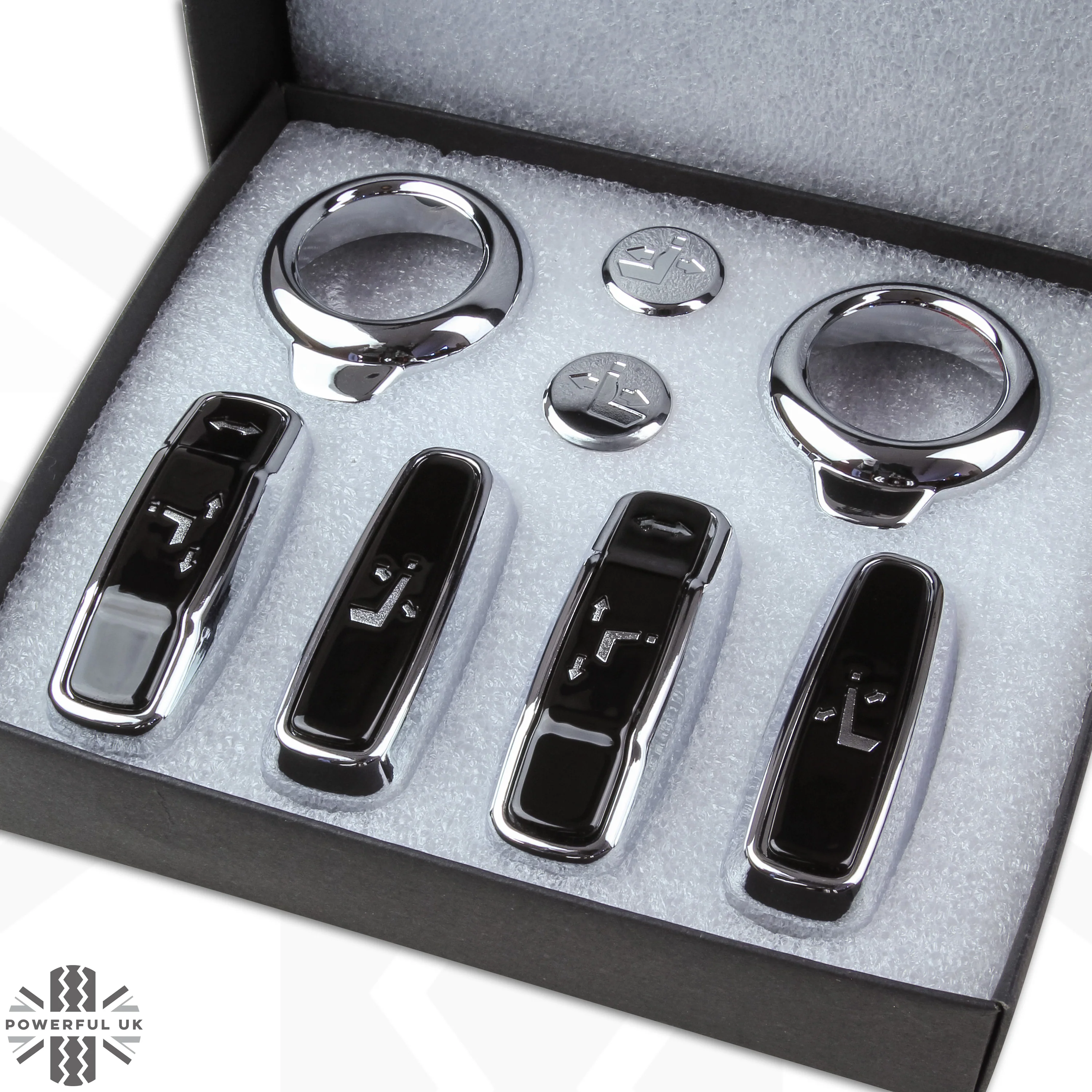 Interior Seat Button Covers (8 pc) - Chrome & Black for Range Rover Evoque 2016+ - Image 4