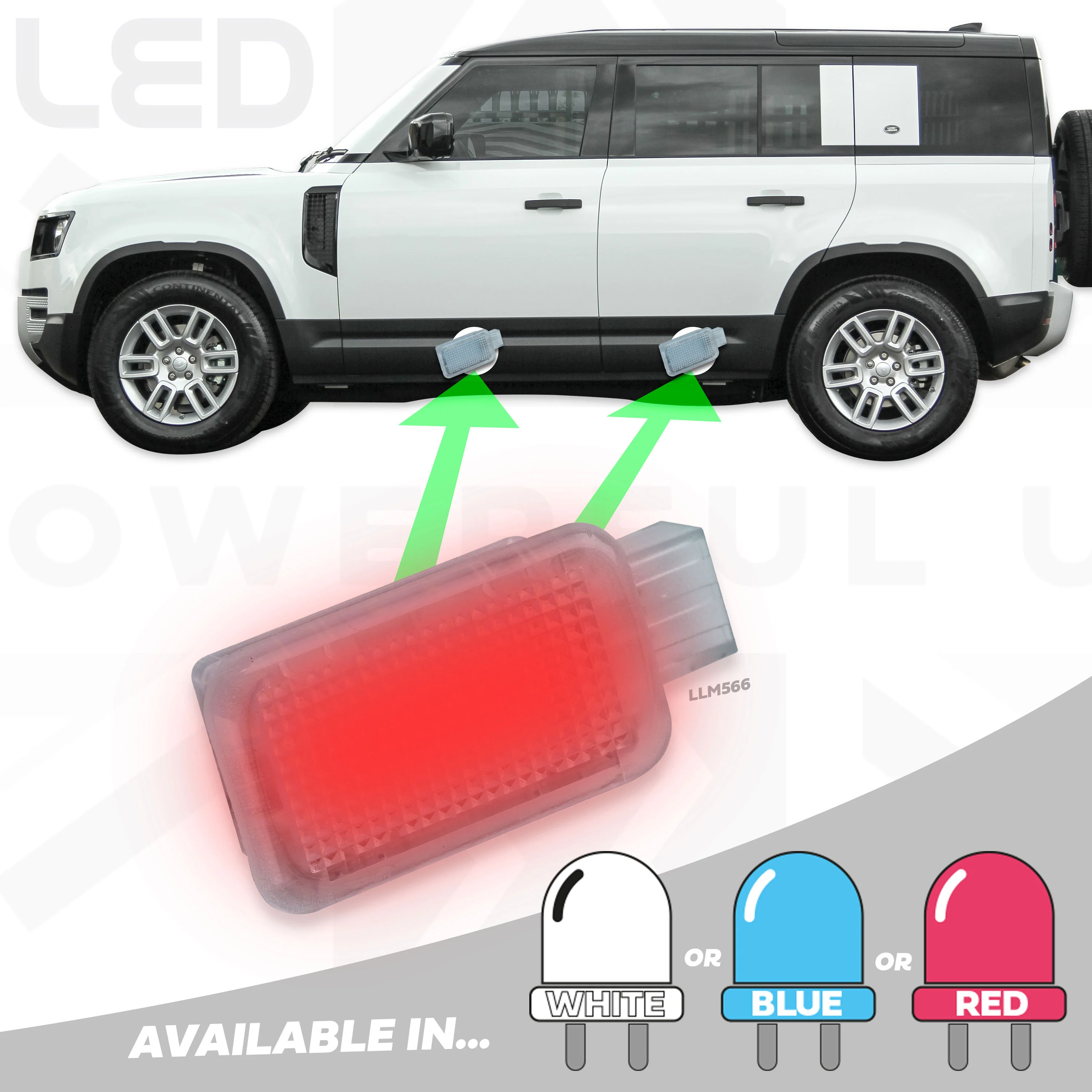 LED Door Welcome Lights - 4pc - Red - for Land Rover Defender L663 (110/130) - Image 2