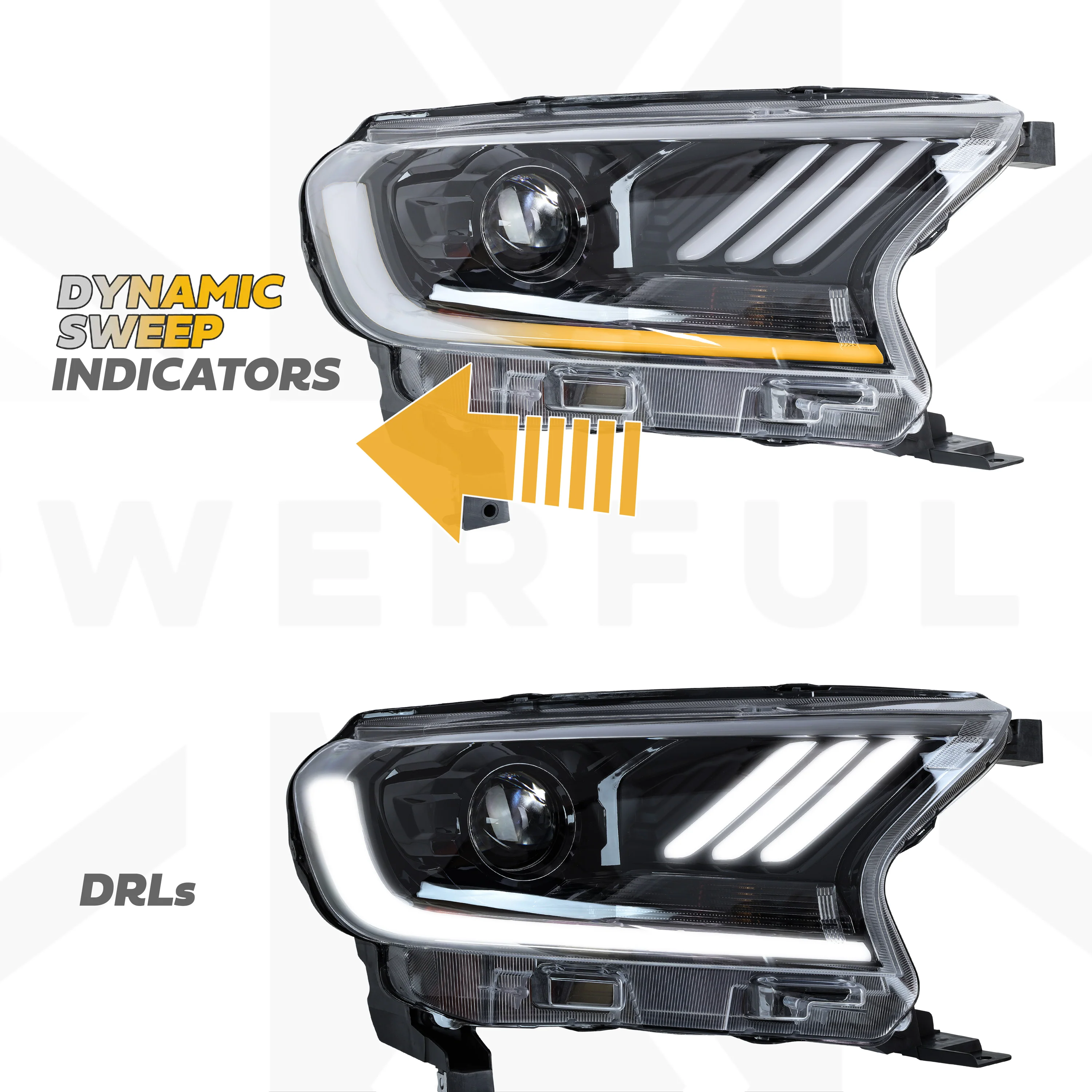 LED Headlights with DRL for Ford Ranger 2016-22 - Left Hand Drive - PAIR - Image 2