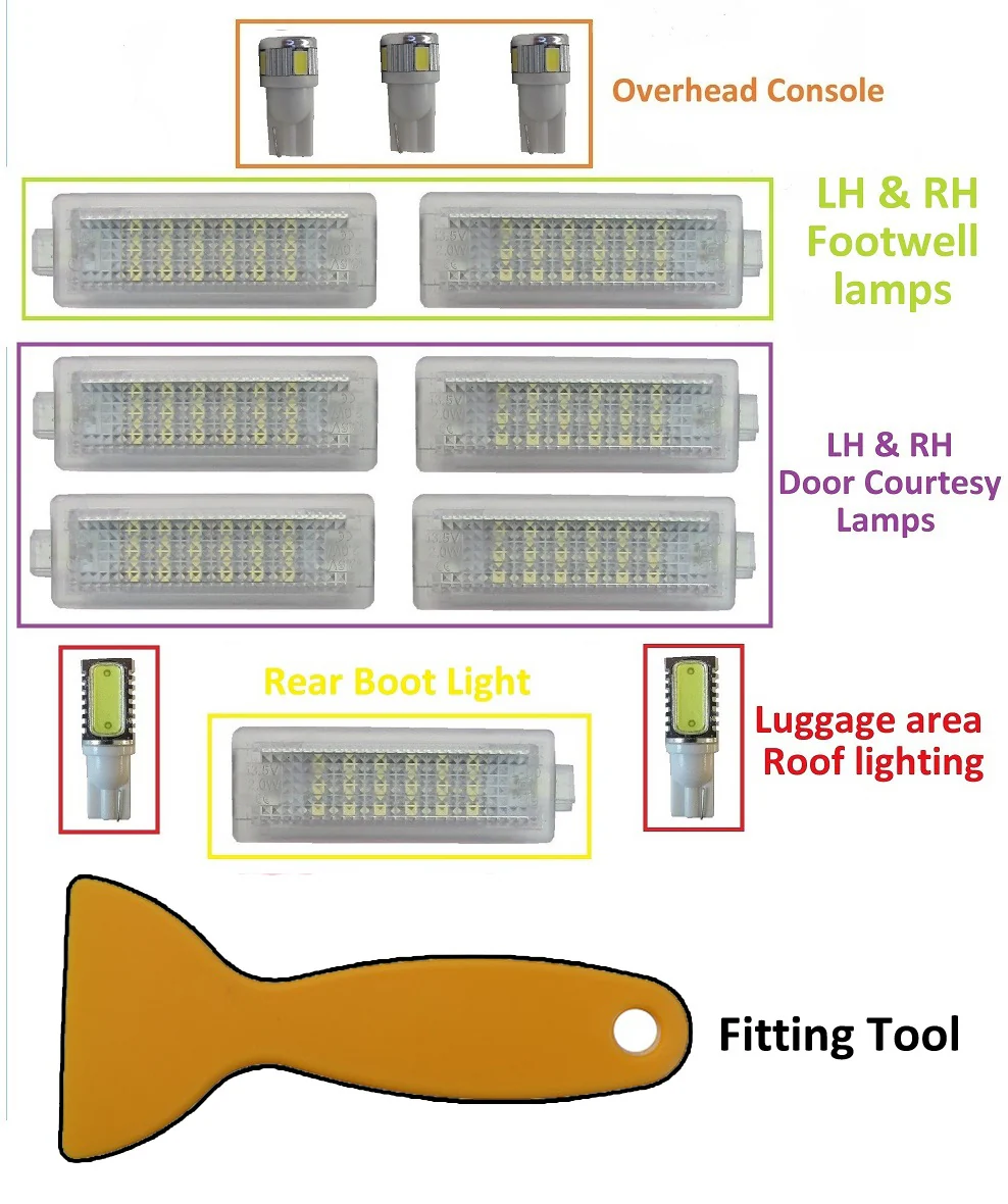 LED Interior Light Upgrade Kit - 13 pc - White - for Land Rover Discovery 3 & 4 - Image 5