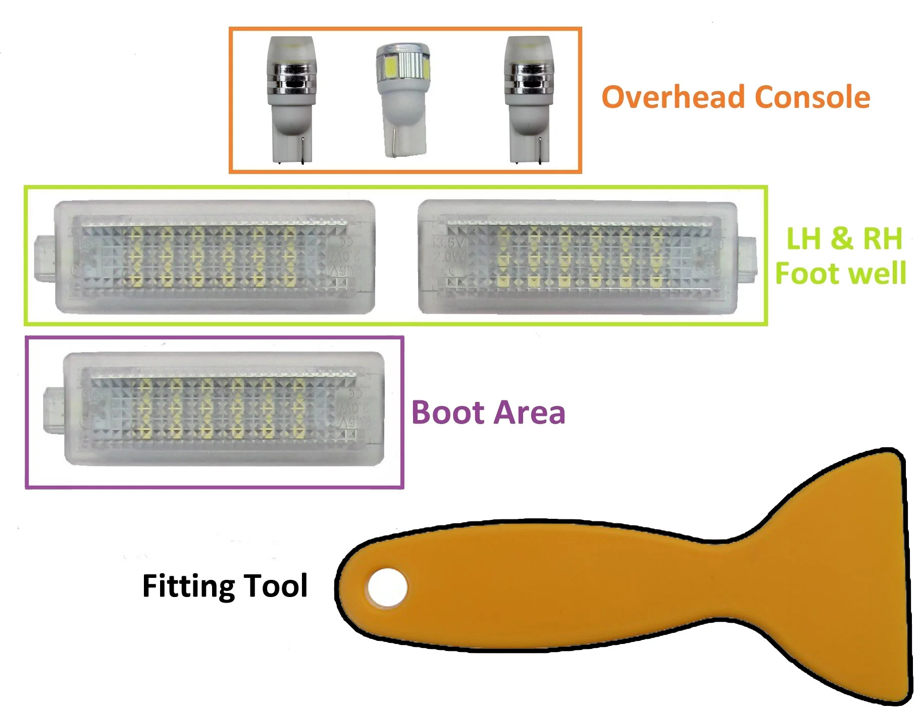 LED Interior Light upgrade Kit for BMW Mini Convertible (R52) One / Cooper / S - Image 3
