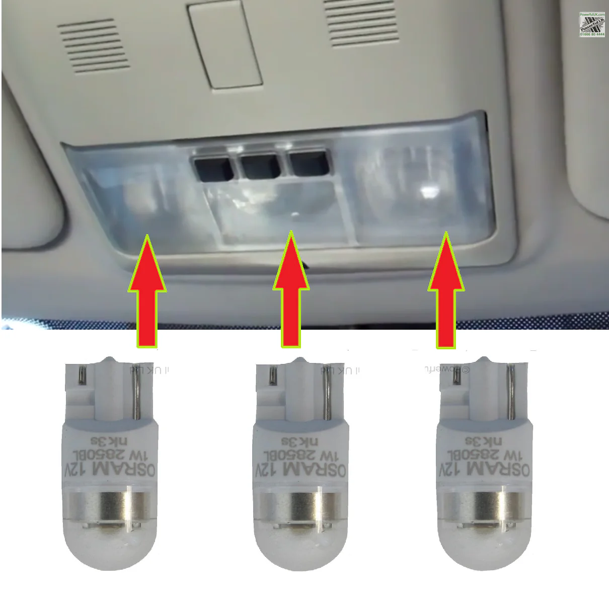 LED Interior Roof Console Light Upgrade Kit  - 3 pcs - White - for Range Rover Sport  L320