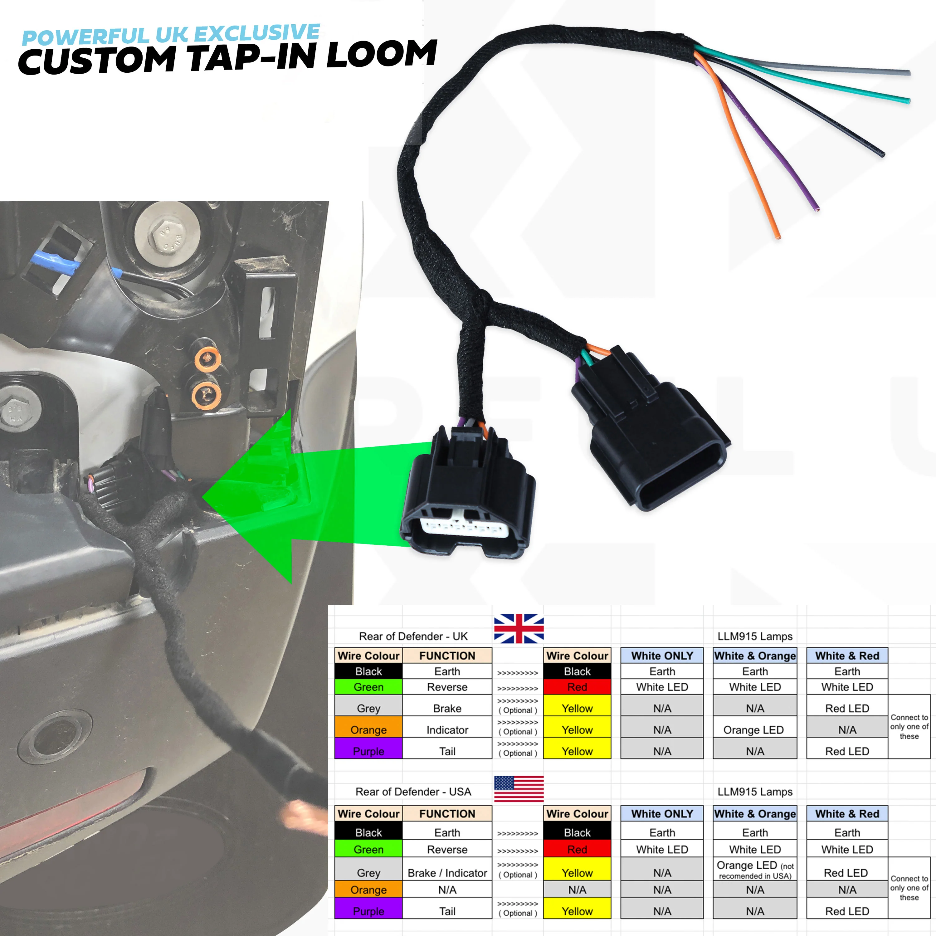 LED rear light upgrade kit for Land Rover Defender L663 - White+Amber - Image 6