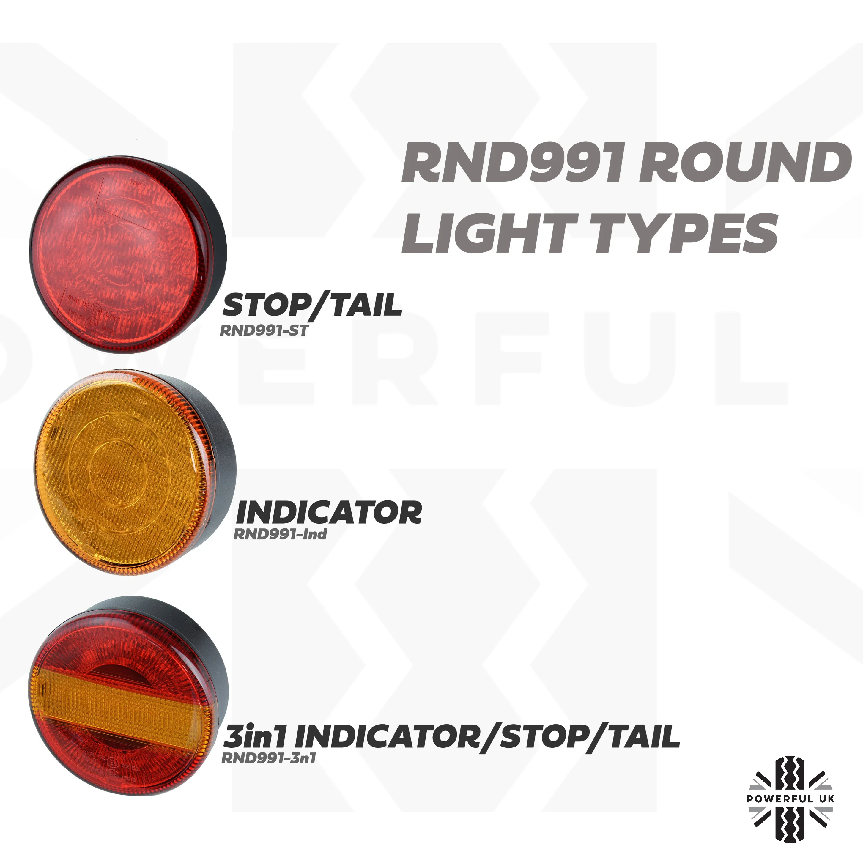 LED Round 3in1 Indicator/Stop/Tail Lights 90/95mm - PAIR - Image 8