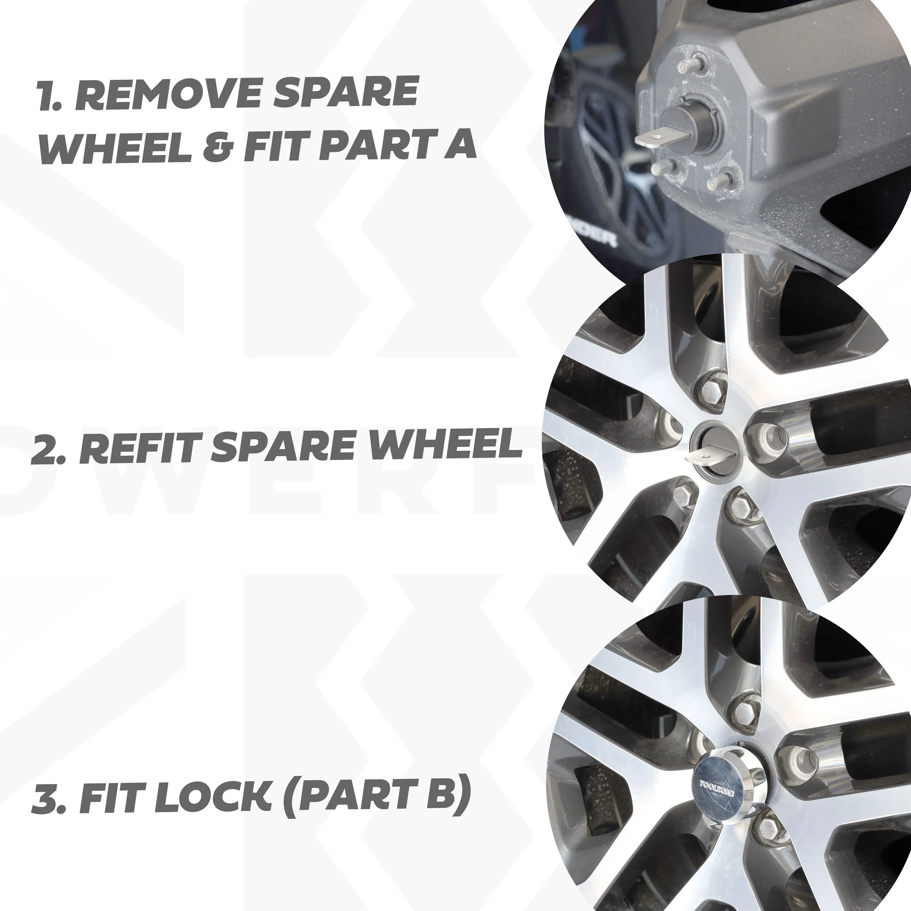 Lock Kit for 5094 20" Spare Wheel on Land Rover Defender L663 - Image 6