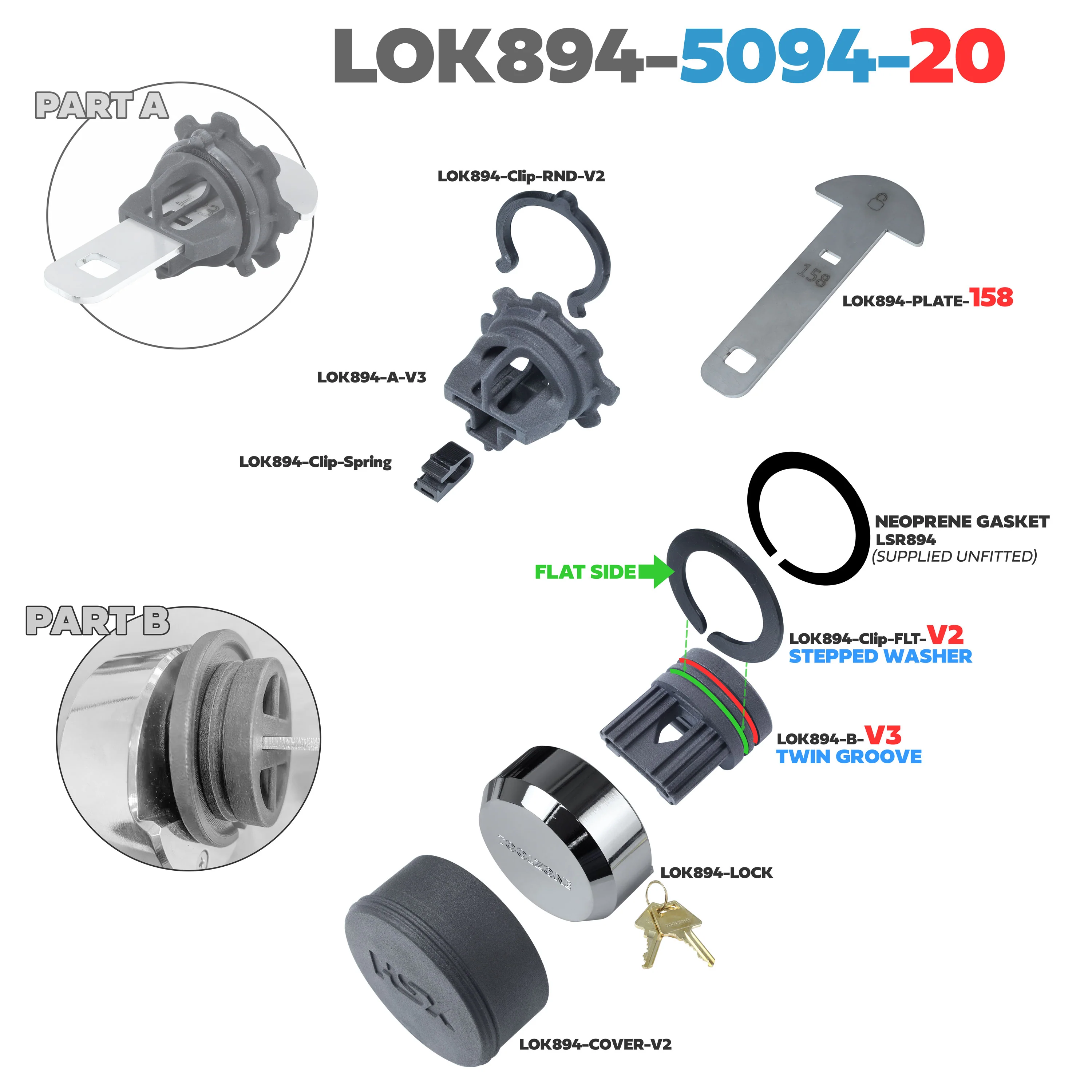 Lock Kit for 5094 20" Spare Wheel on Land Rover Defender L663 - Image 8
