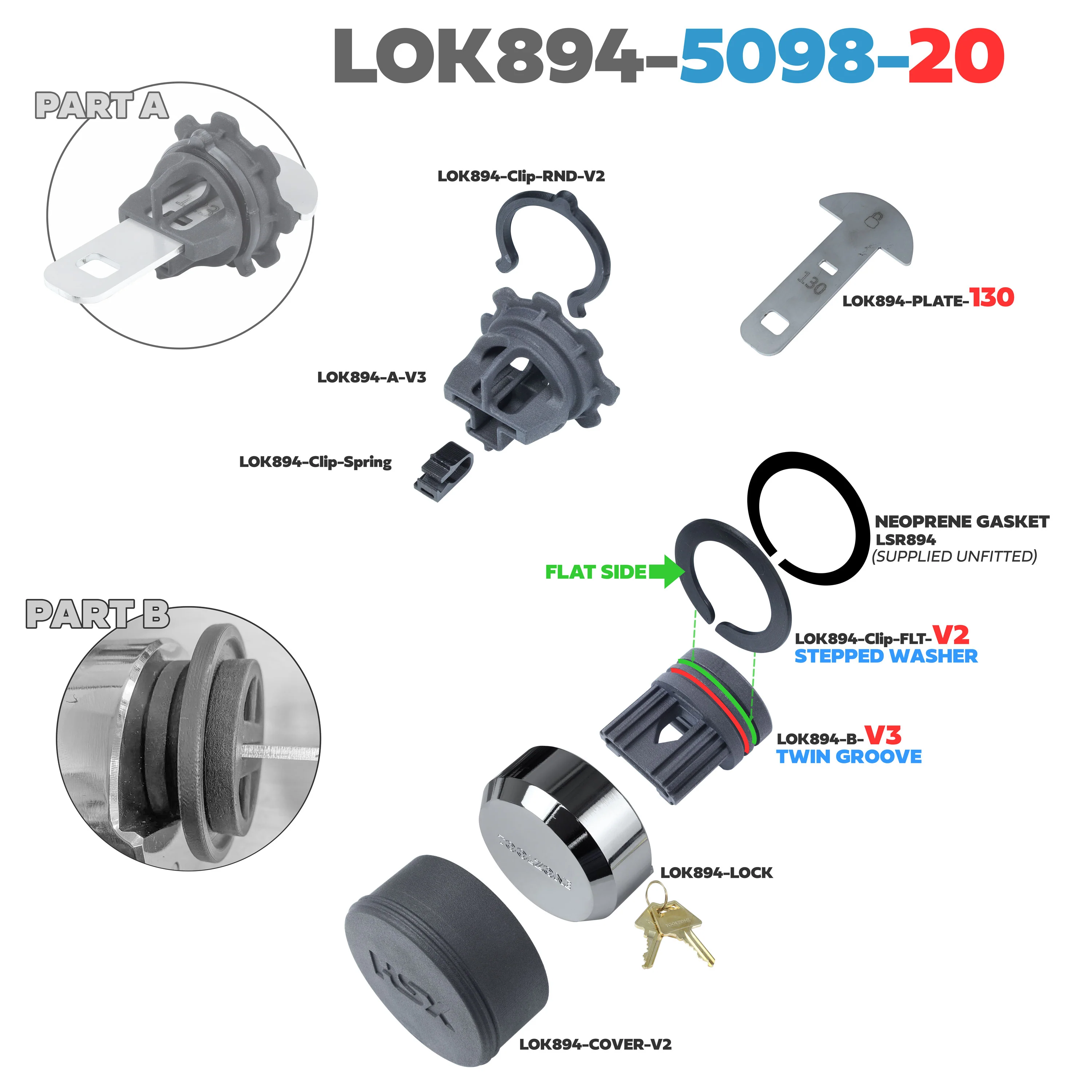 Lock Kit for 5098 20" Spare Wheel on Land Rover Defender L663 - Image 8