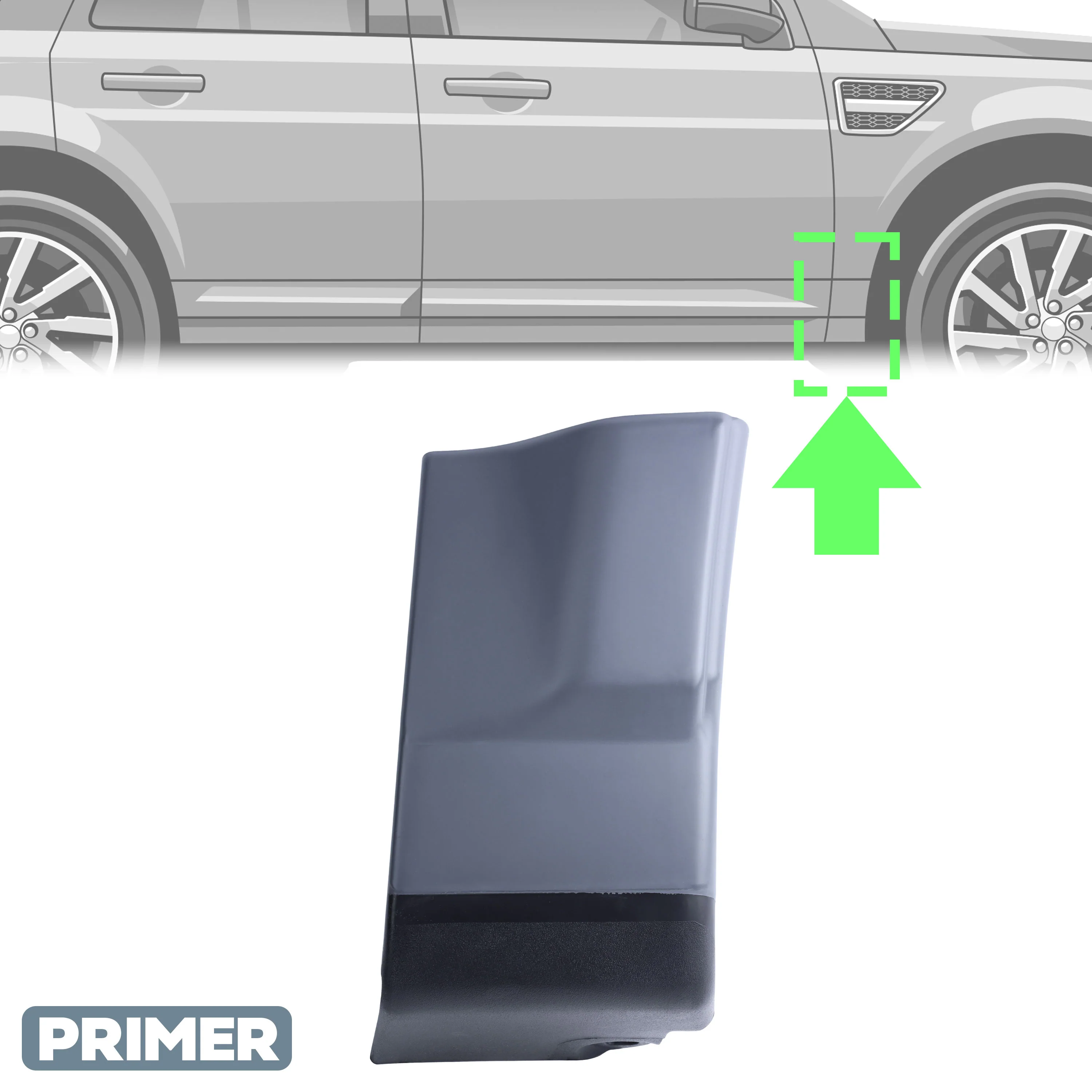 Lower Door Moulding in Primer - Front Right Small Section - for Land Rover Freelander 2