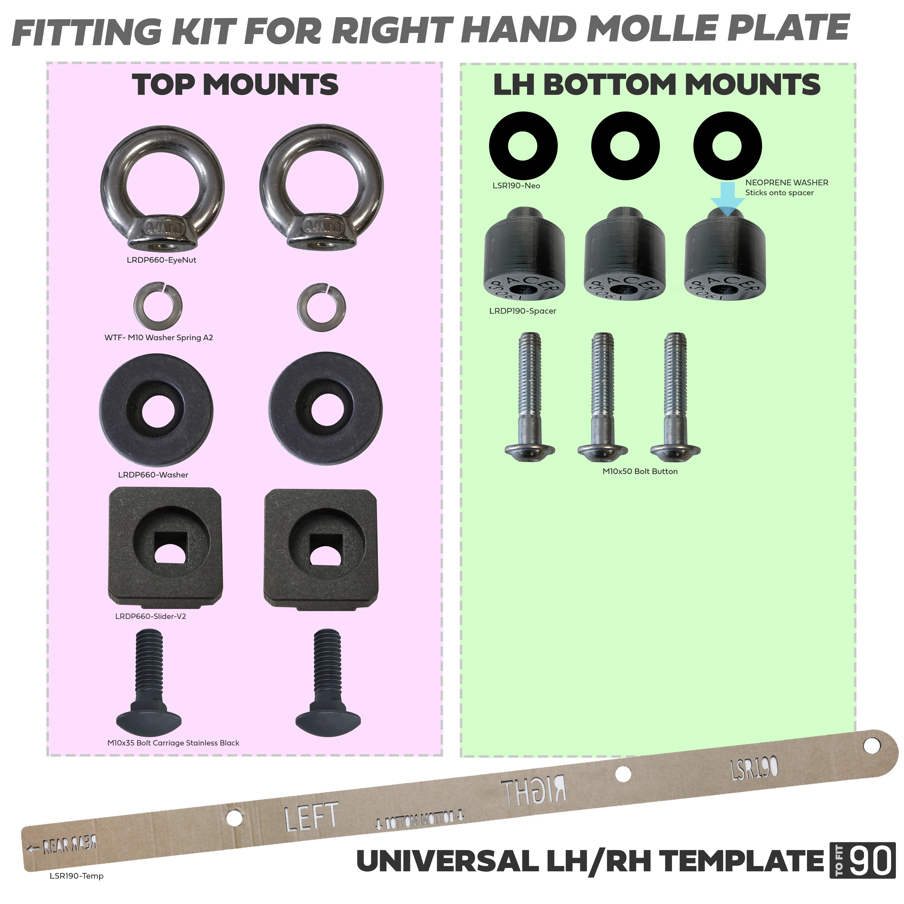 Molle Plate Kit - Black - Mix Design - RH - for Land Rover Defender L663 (90 Model) - Image 3