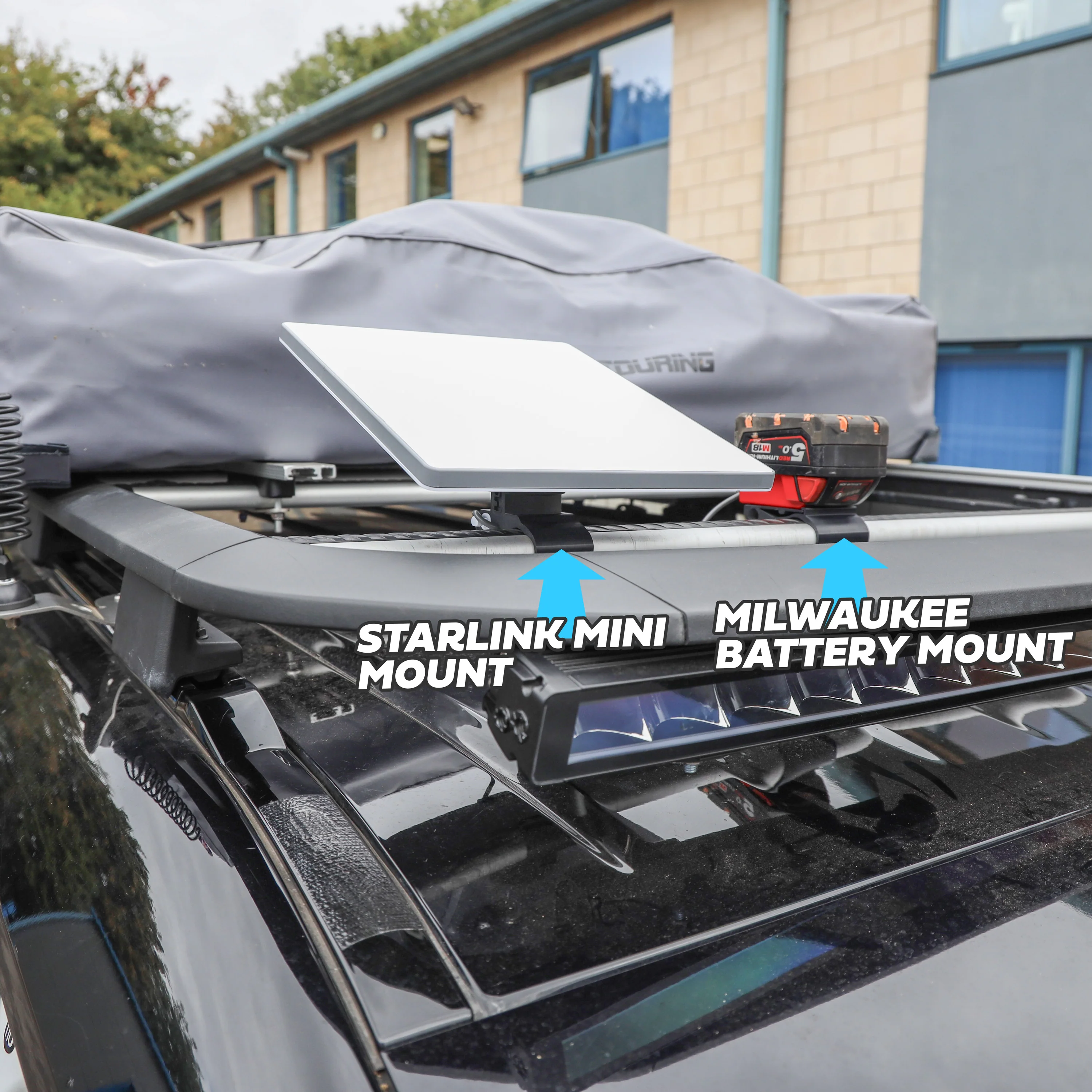 Milwaukee Battery Mount for Starlink Mini Land Rover Discovery 3/4 Cross Bars - Image 6