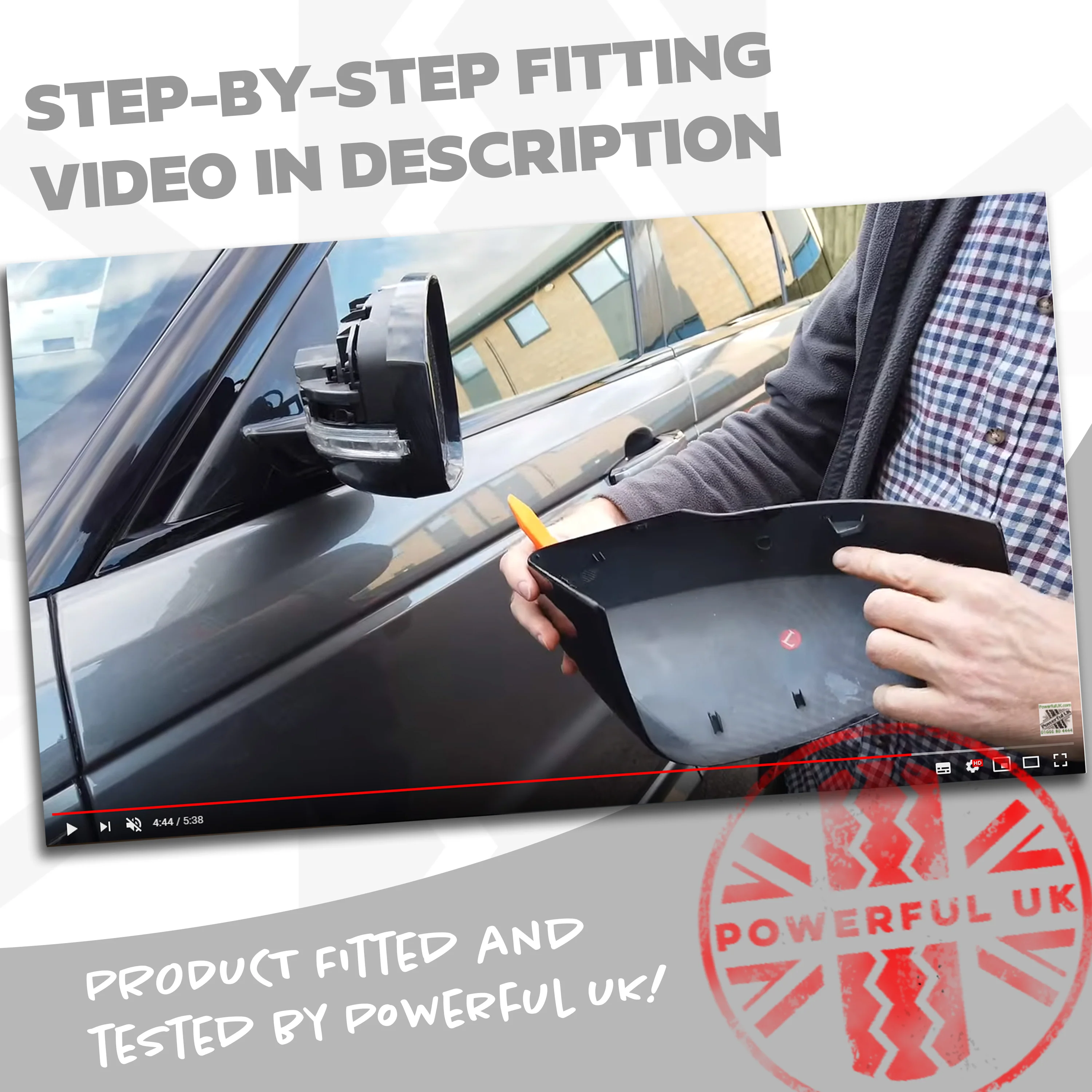 Mirror Covers - Top Half Caps for Land Rover Discovery 5 - Gloss Black - Image 5