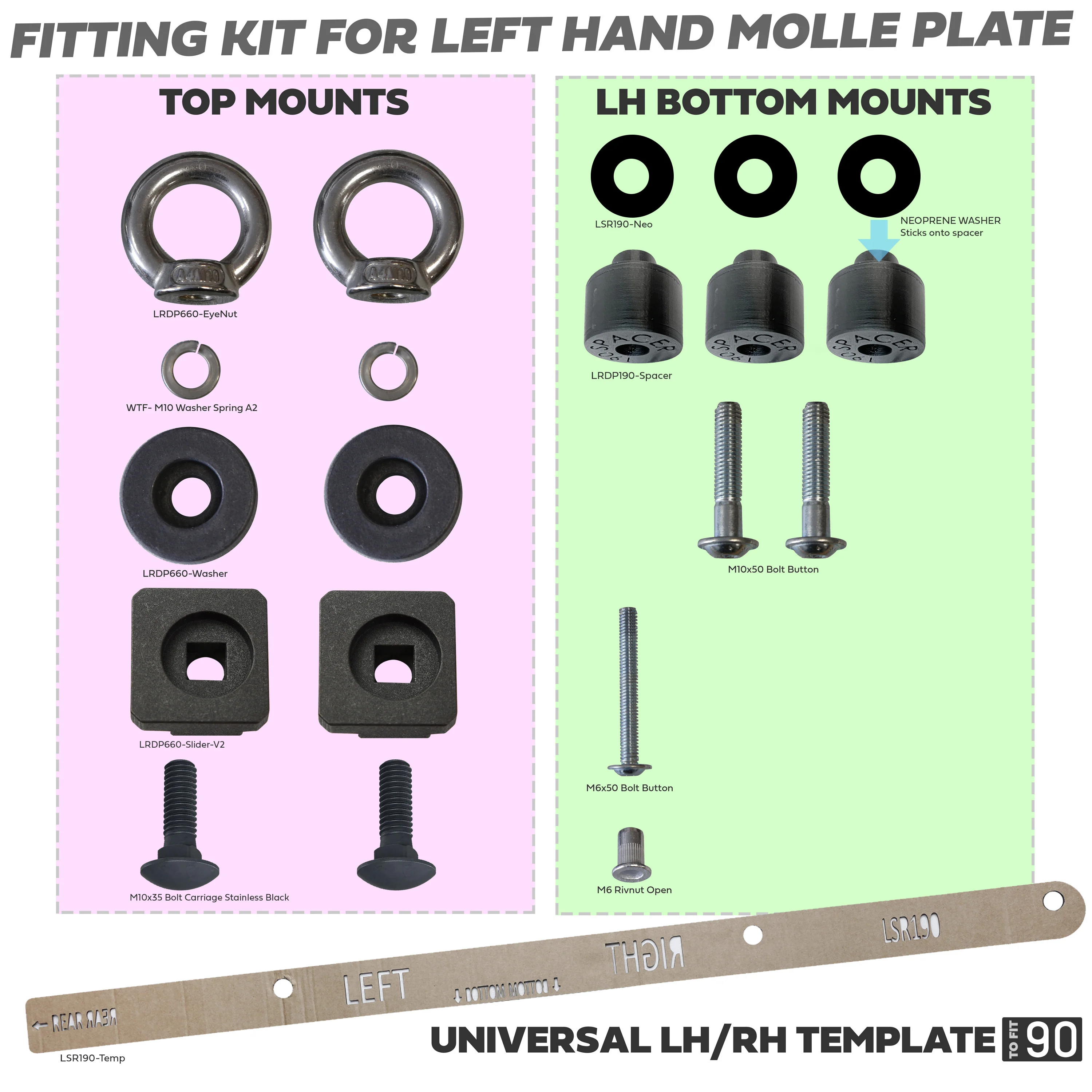 Molle Plate Kit - Black - Mix Design - LH - for Land Rover Defender L663 (90 Model) - Image 5