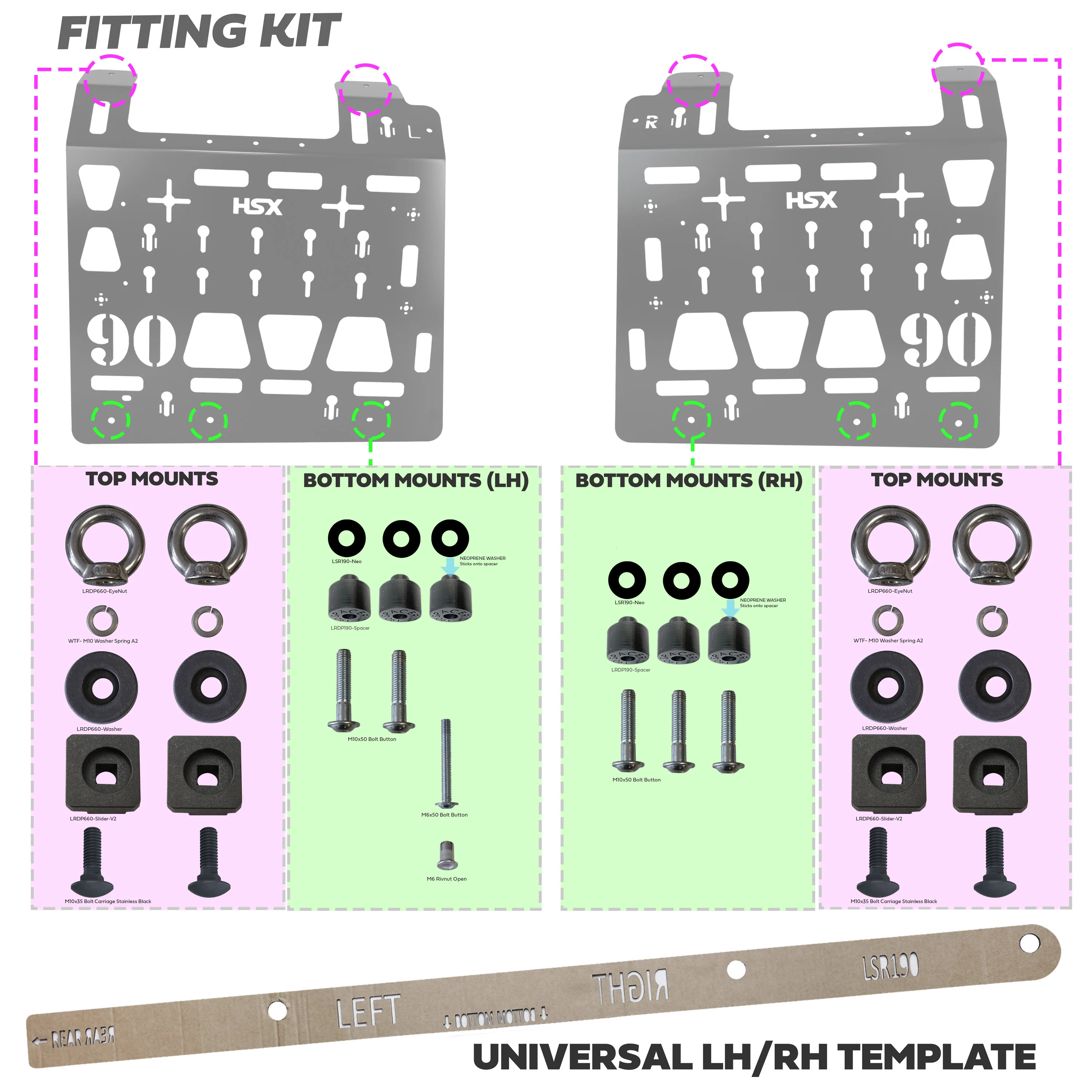 Molle Plate Kit - Black - Mix Design - PAIR - for Land Rover Defender L663 (90 Model) - Image 3