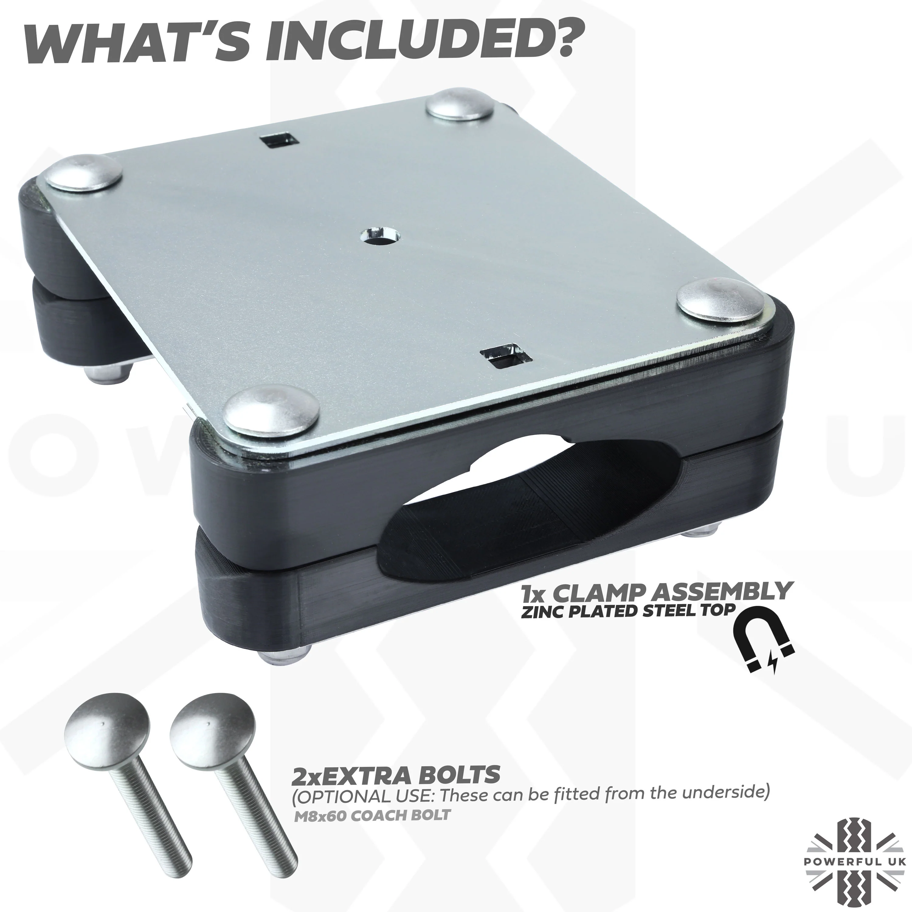 Mount Clamp Kit for the Land Rover Freelander 2 'AFTERMARKET Cross Bars' - Kit A - Zinc Plated Top - Image 3
